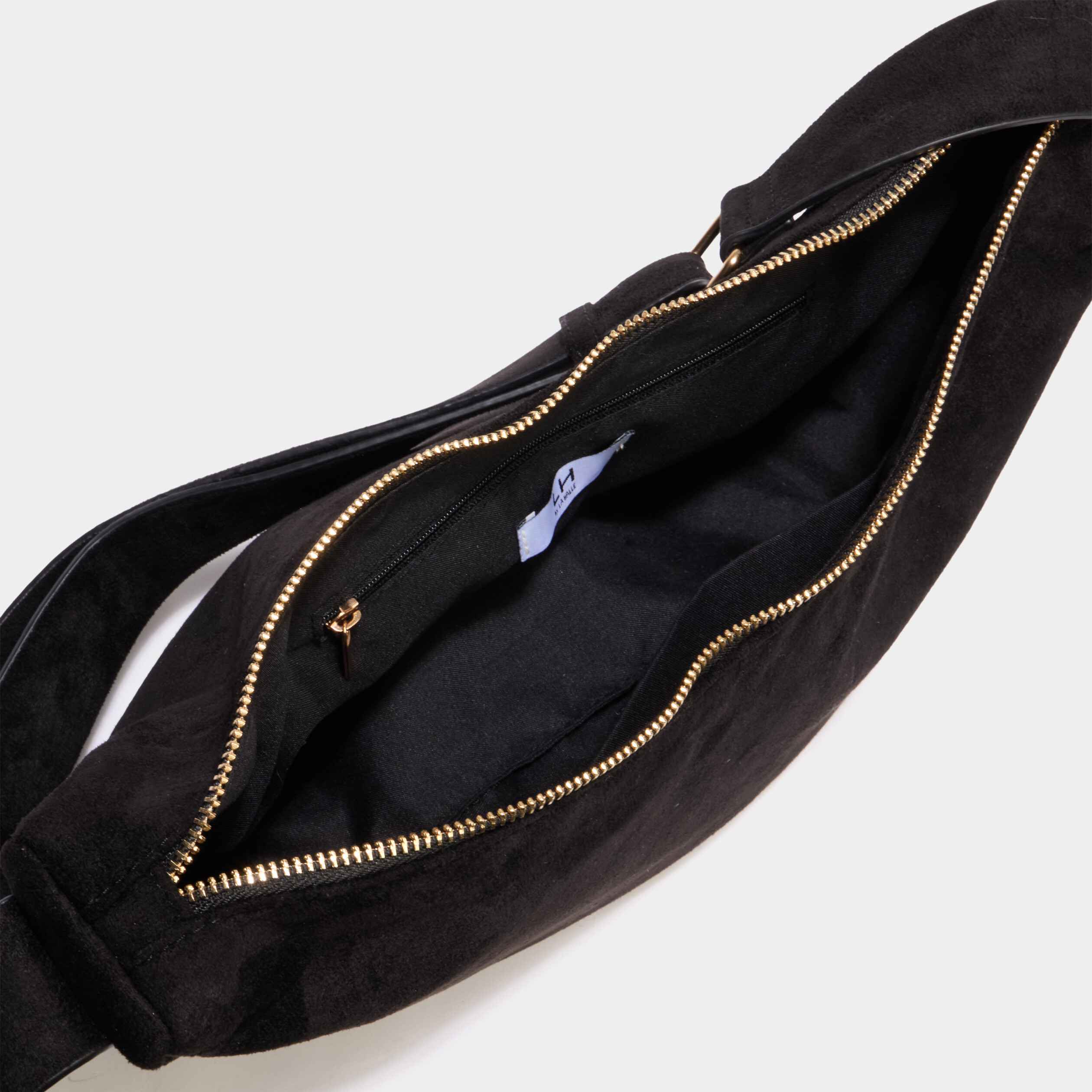 Sac banane effet su&eacute;dine noir femme