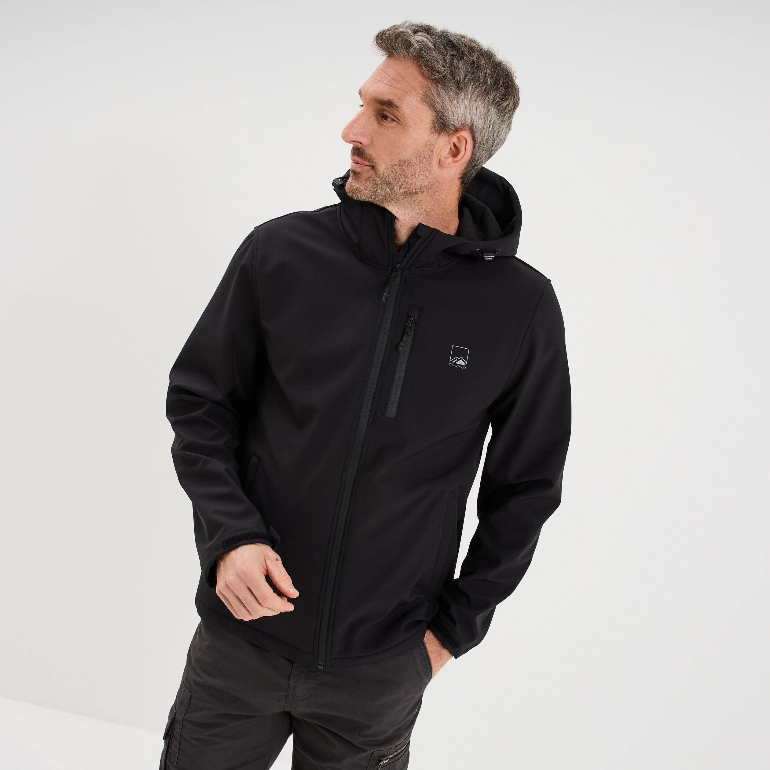 Blouson d&eacute;perlant fourr&eacute; &agrave; capuche noir homme