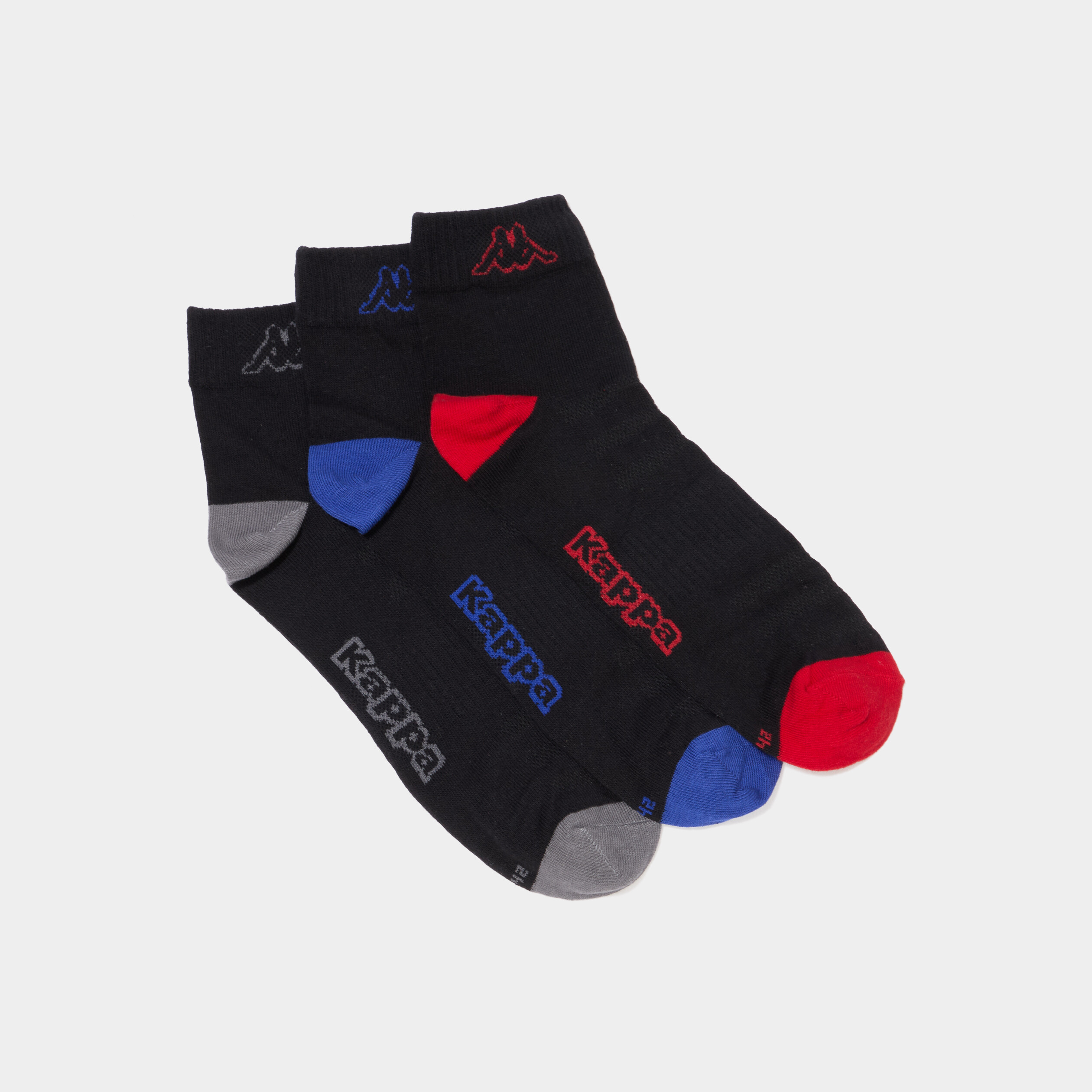 Lot 3 paires socquettes sport Kappa noir homme