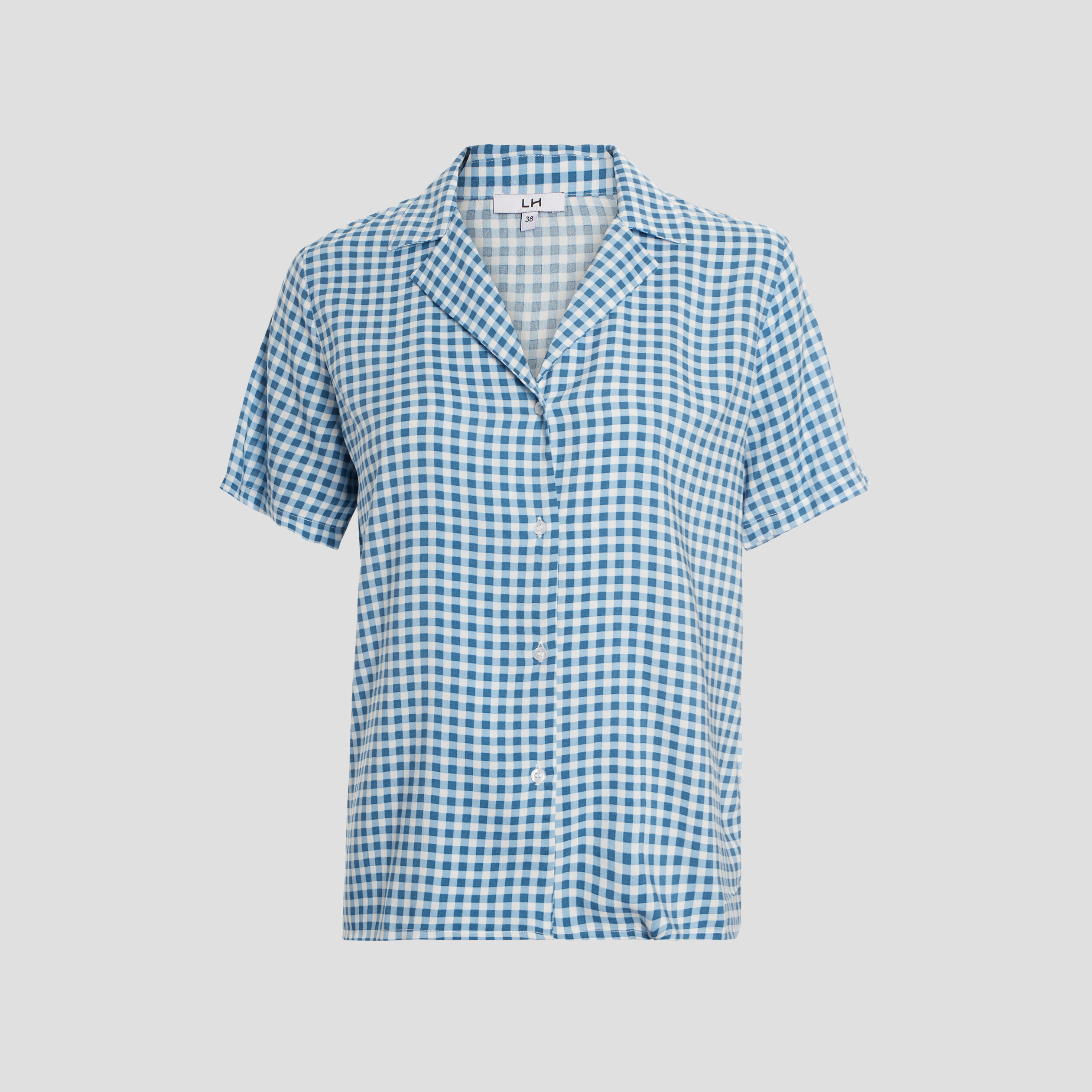 Chemise manches courtes bleu pastel femme