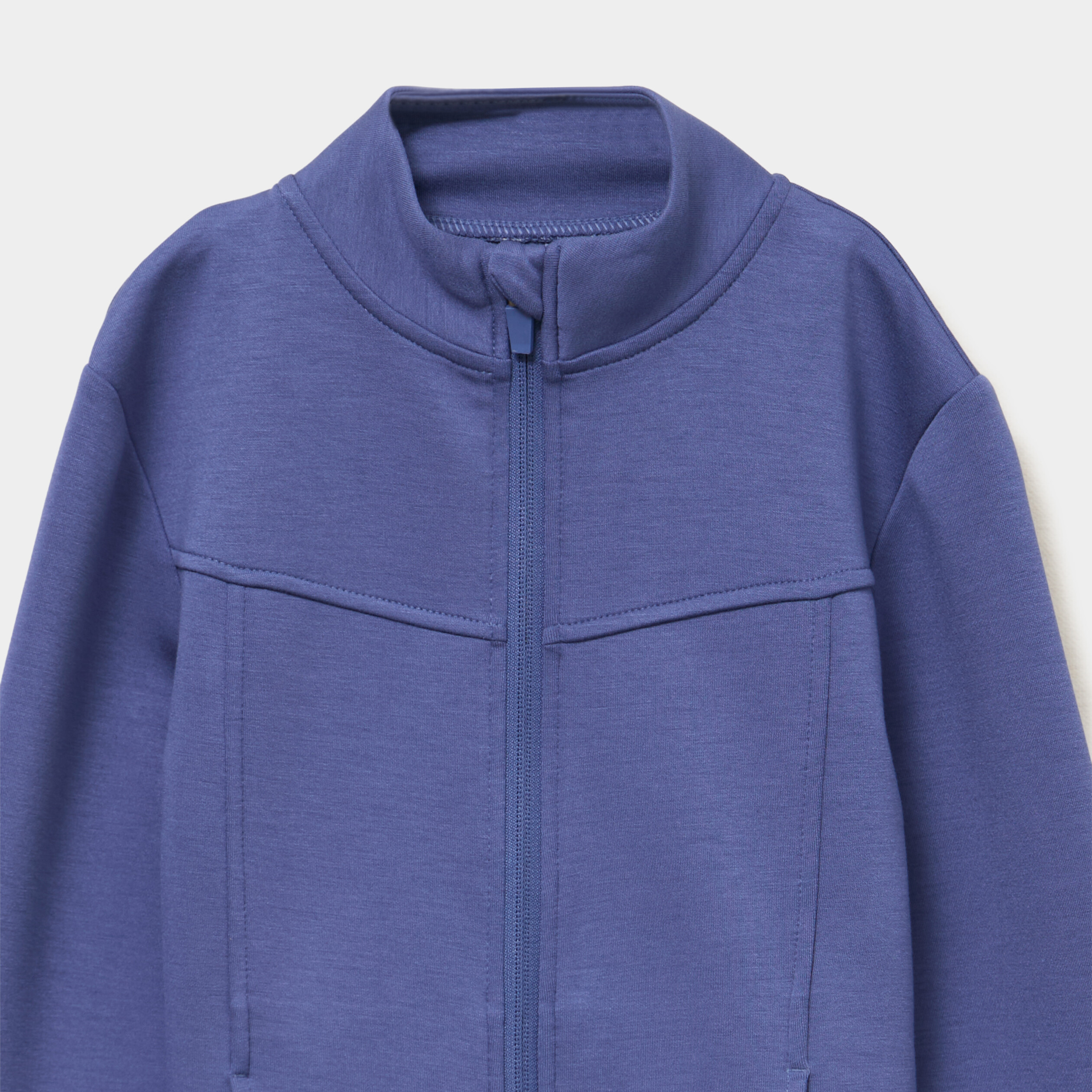 Gilet de sport zipp&eacute; col camionneur bleu gris fille