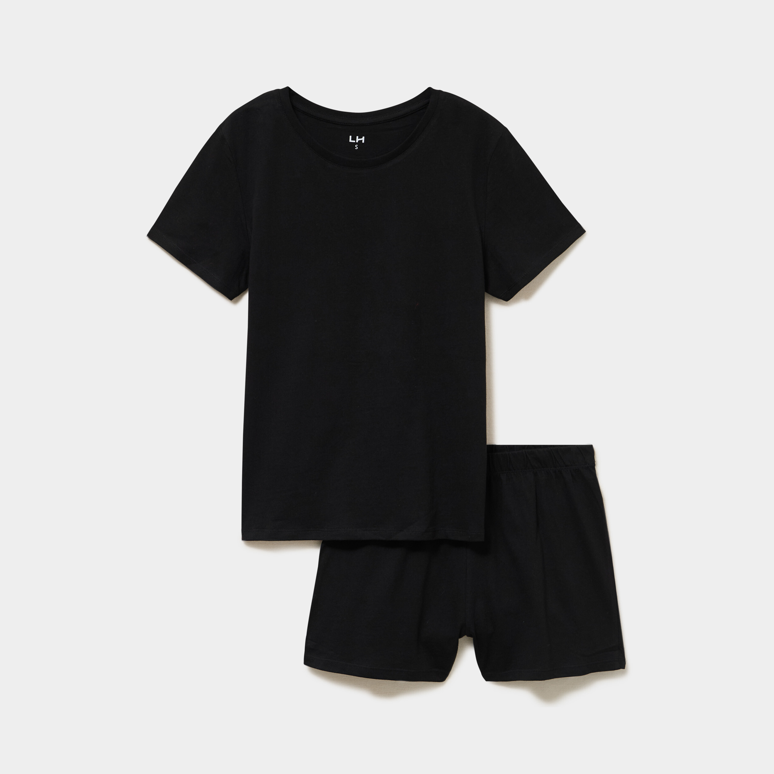 Ensemble pyjama short t-shirt coton noir femme