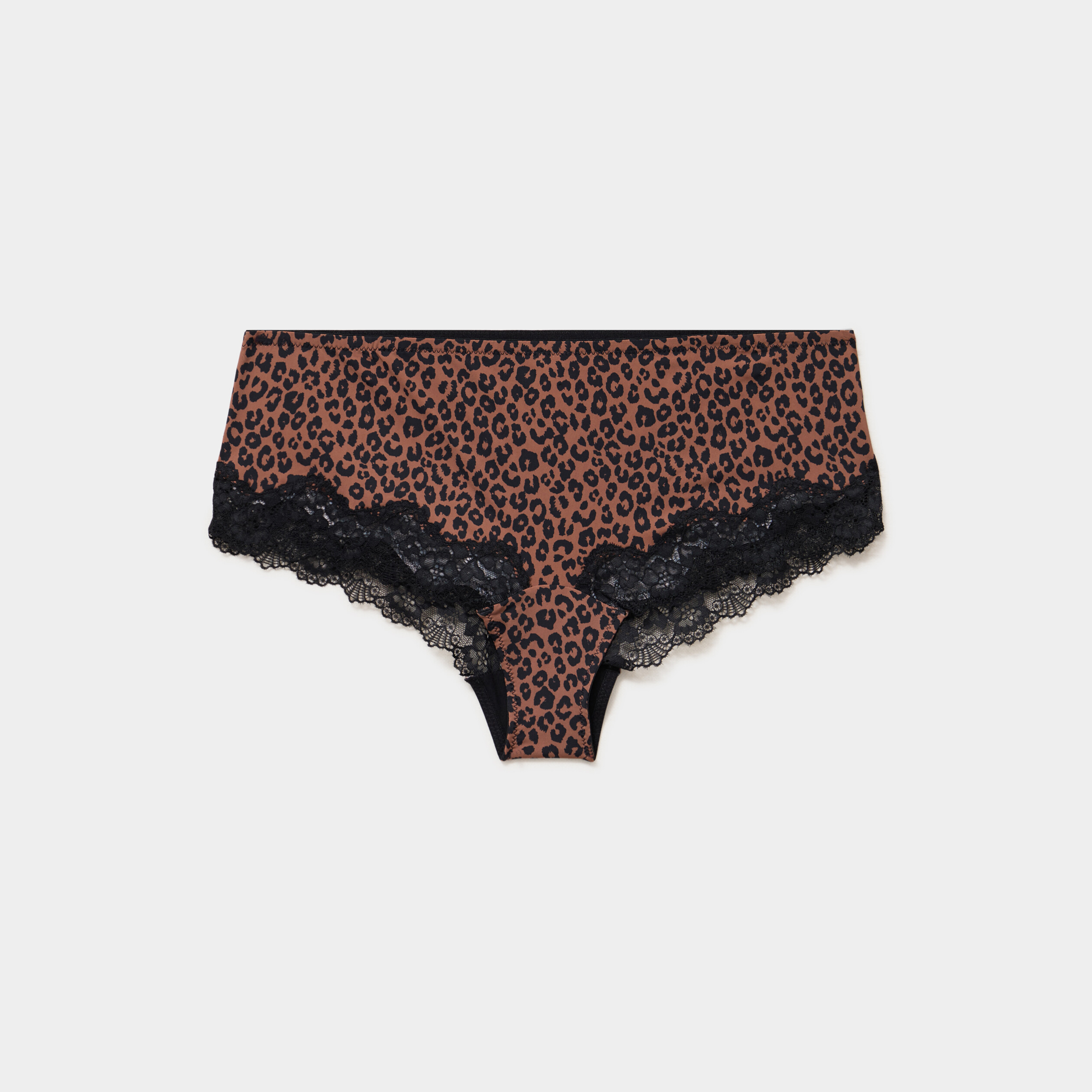 Shorty microfibre empi&egrave;cements dentelle marron femme grande taille