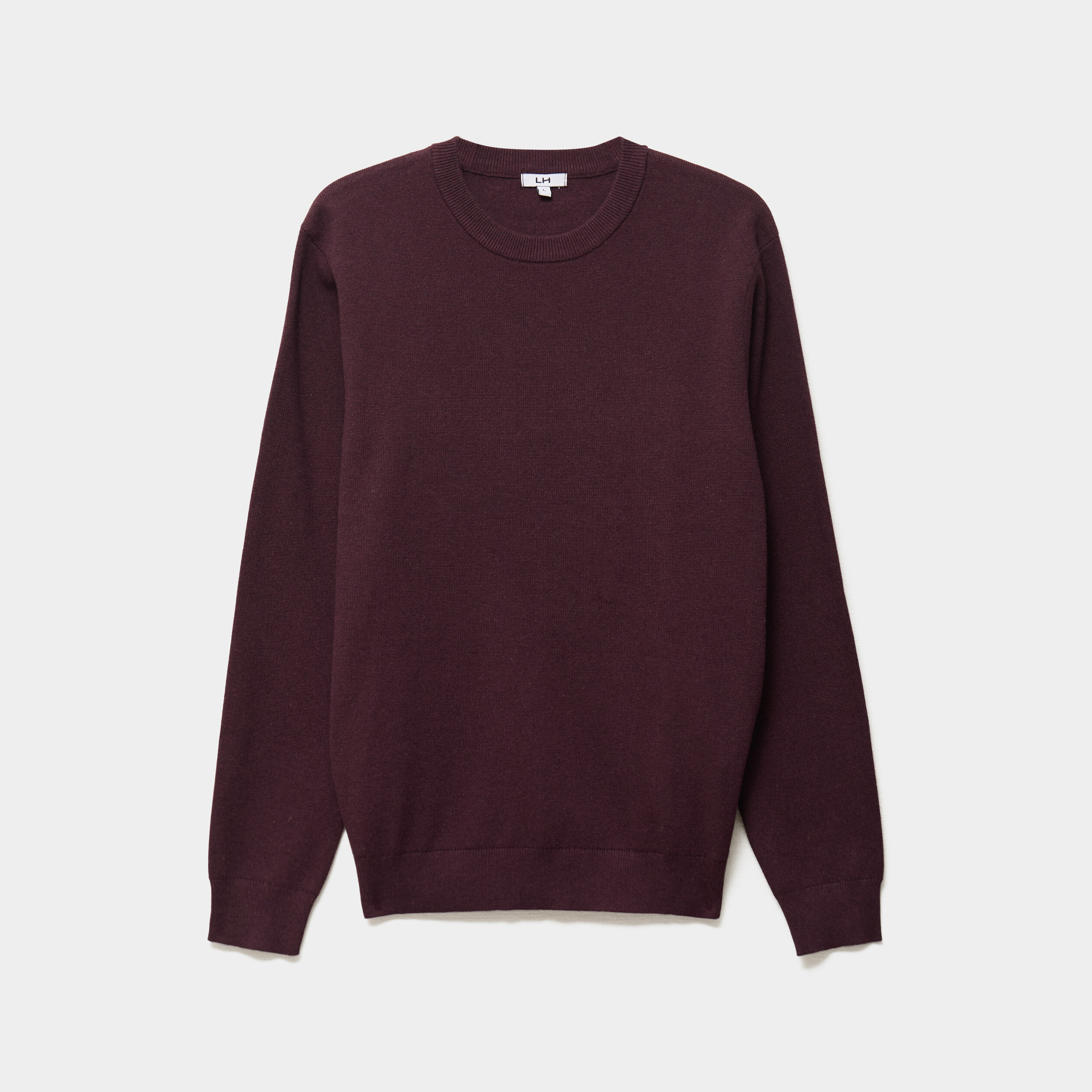 Pull col rond manches longues prune homme