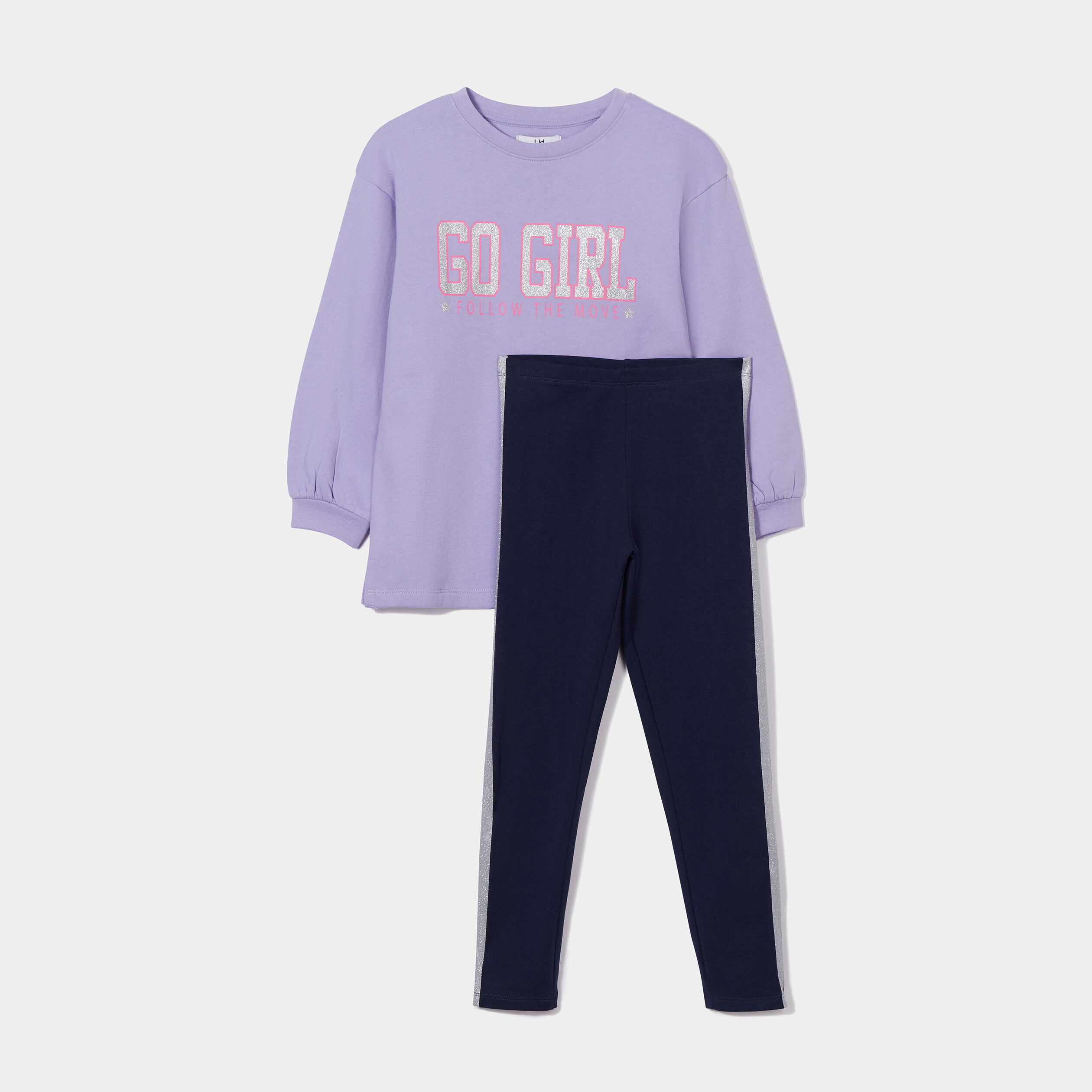 ensemble sweat long et legging 2 pieces mauve fille Ensemble sweat long et legging 2 pièces mauve fille