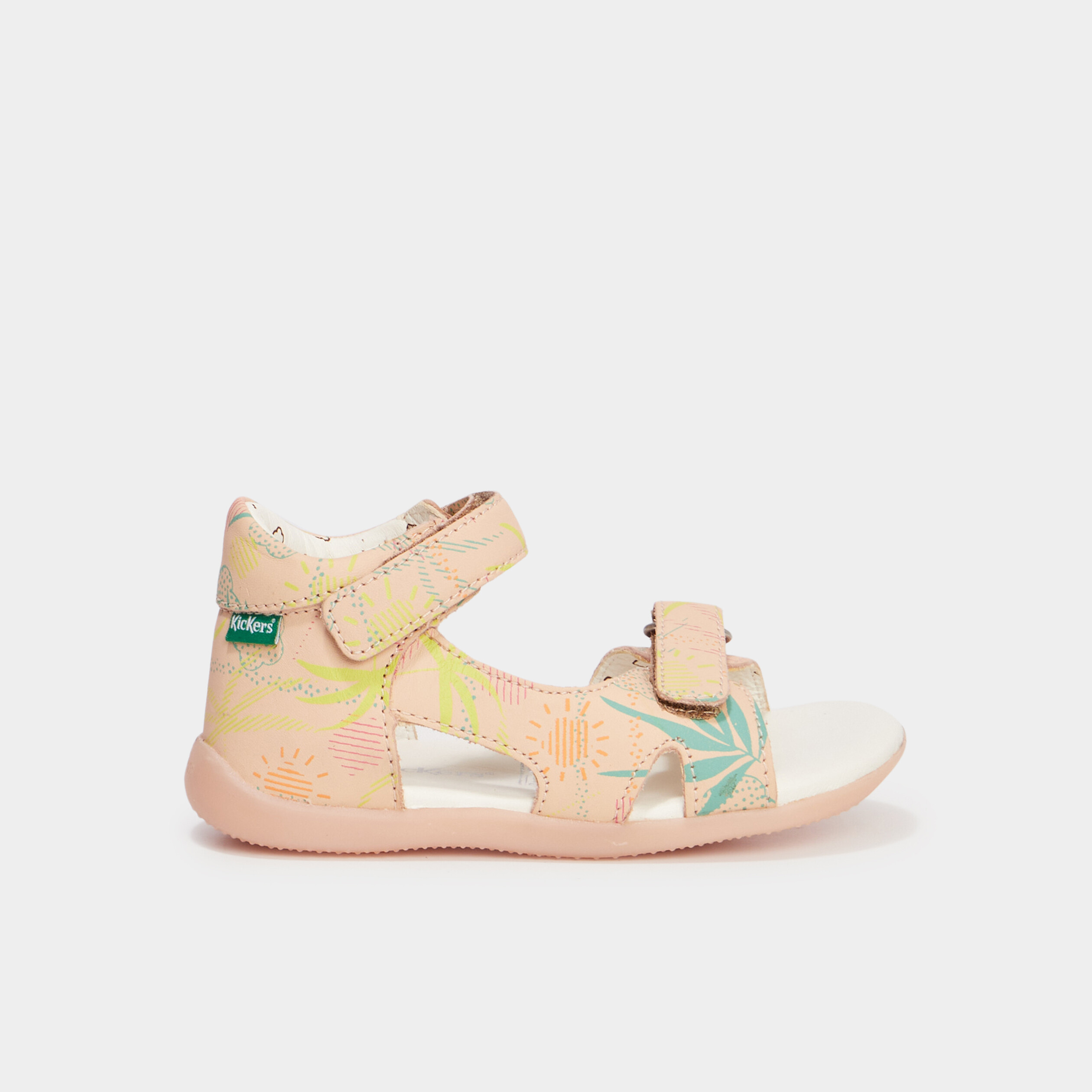 sandales en cuir kickers binsia rose poudree fille Sandales en cuir Kickers Binsia rose poudrée fille