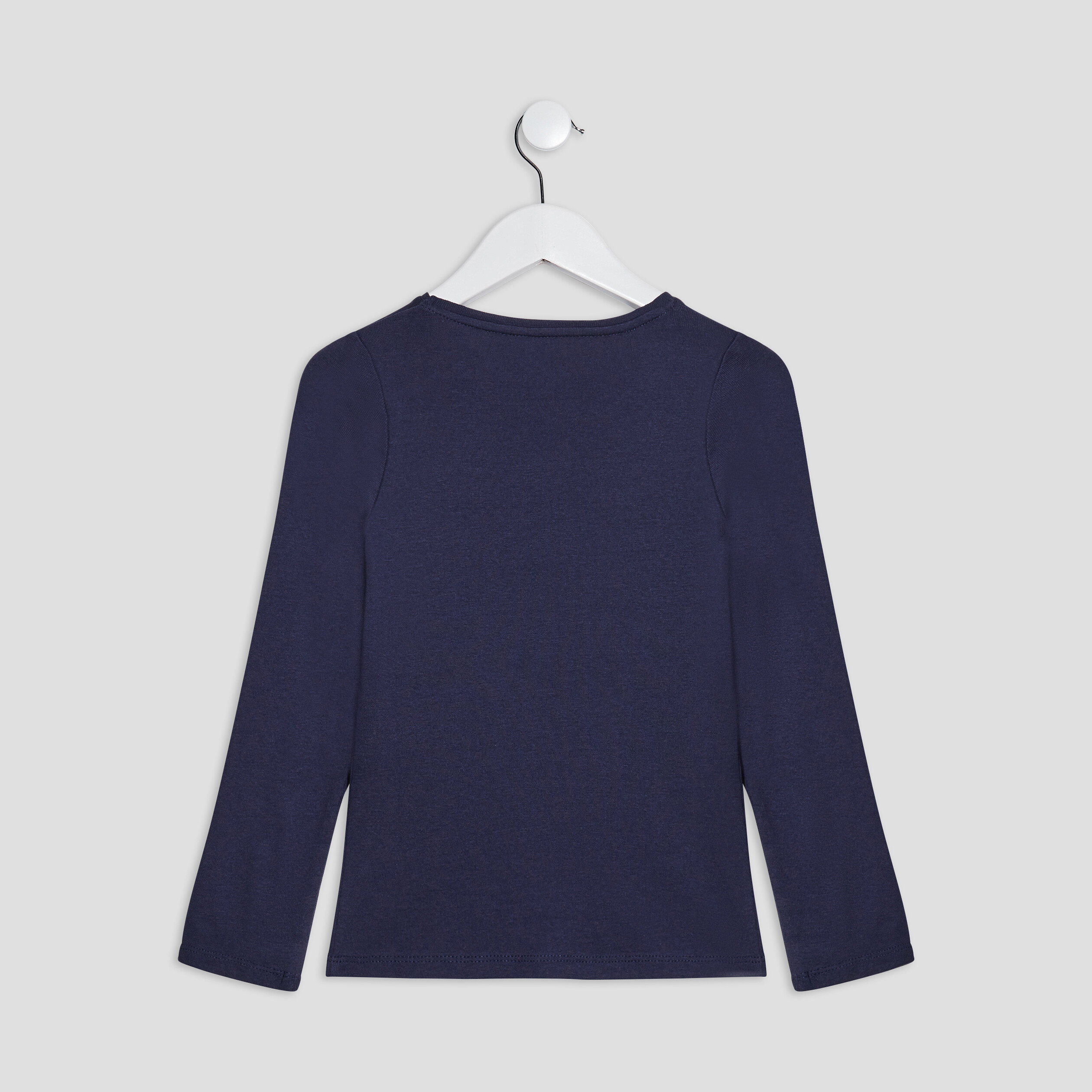 t shirt en coton manches longues bleu marine fille T-shirt en coton manches longues bleu marine fille