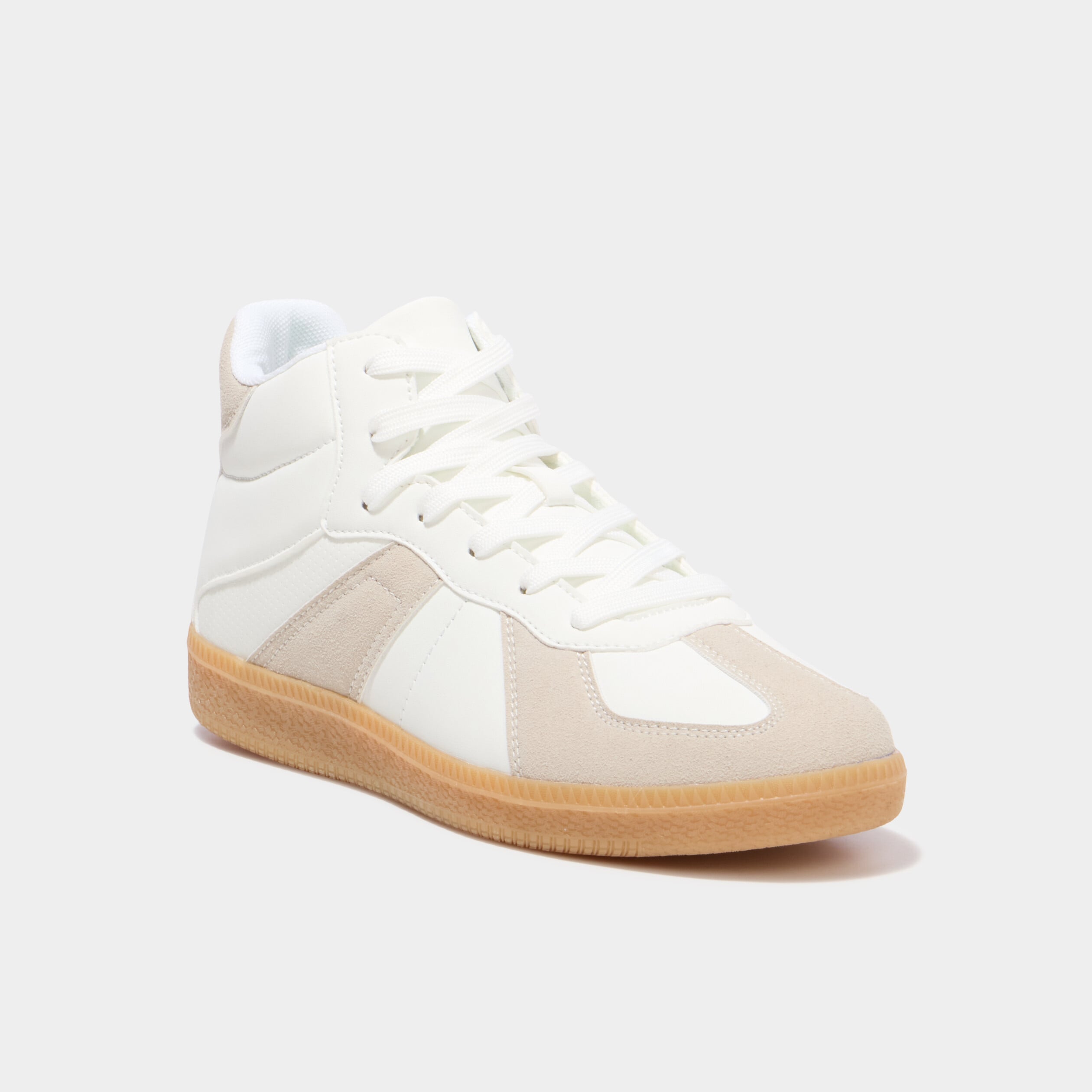 Baskets montantes &agrave; lacets blanc femme