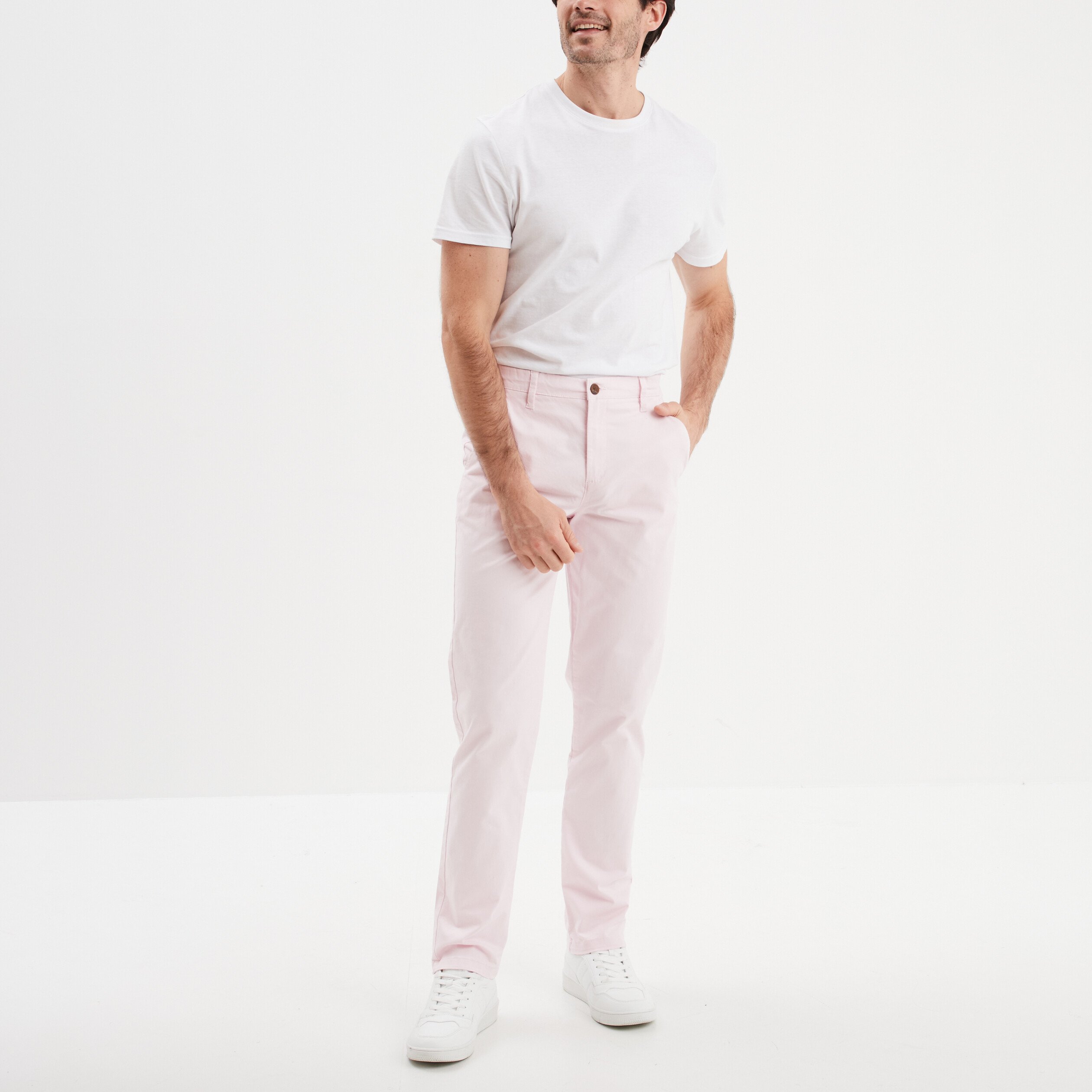 pantalon chino droit stretch rose homme Pantalon chino droit stretch rose homme