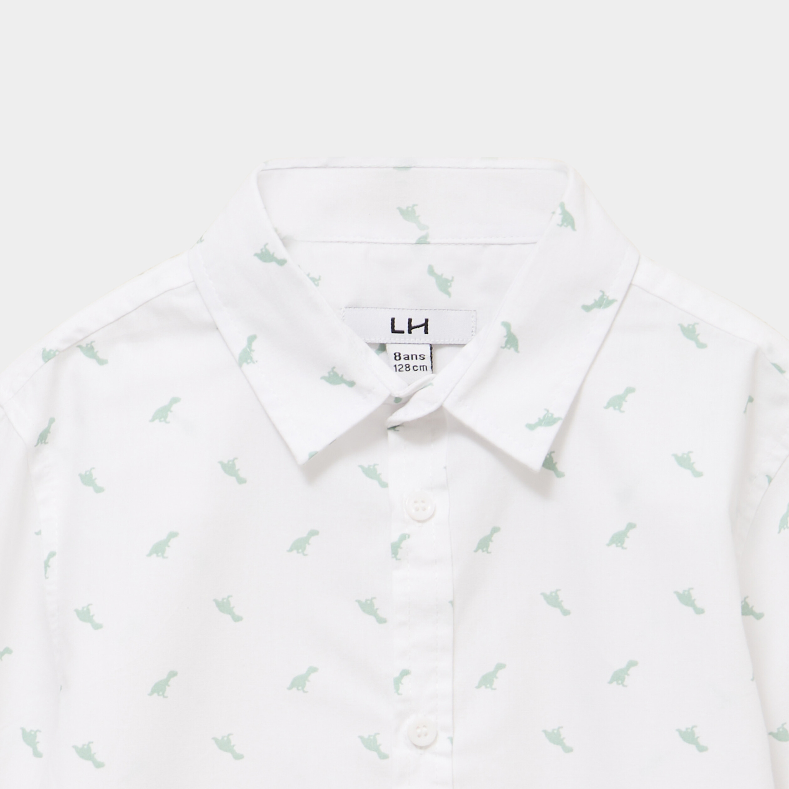 Chemise droite &agrave; manches longues blanc gar&ccedil;on