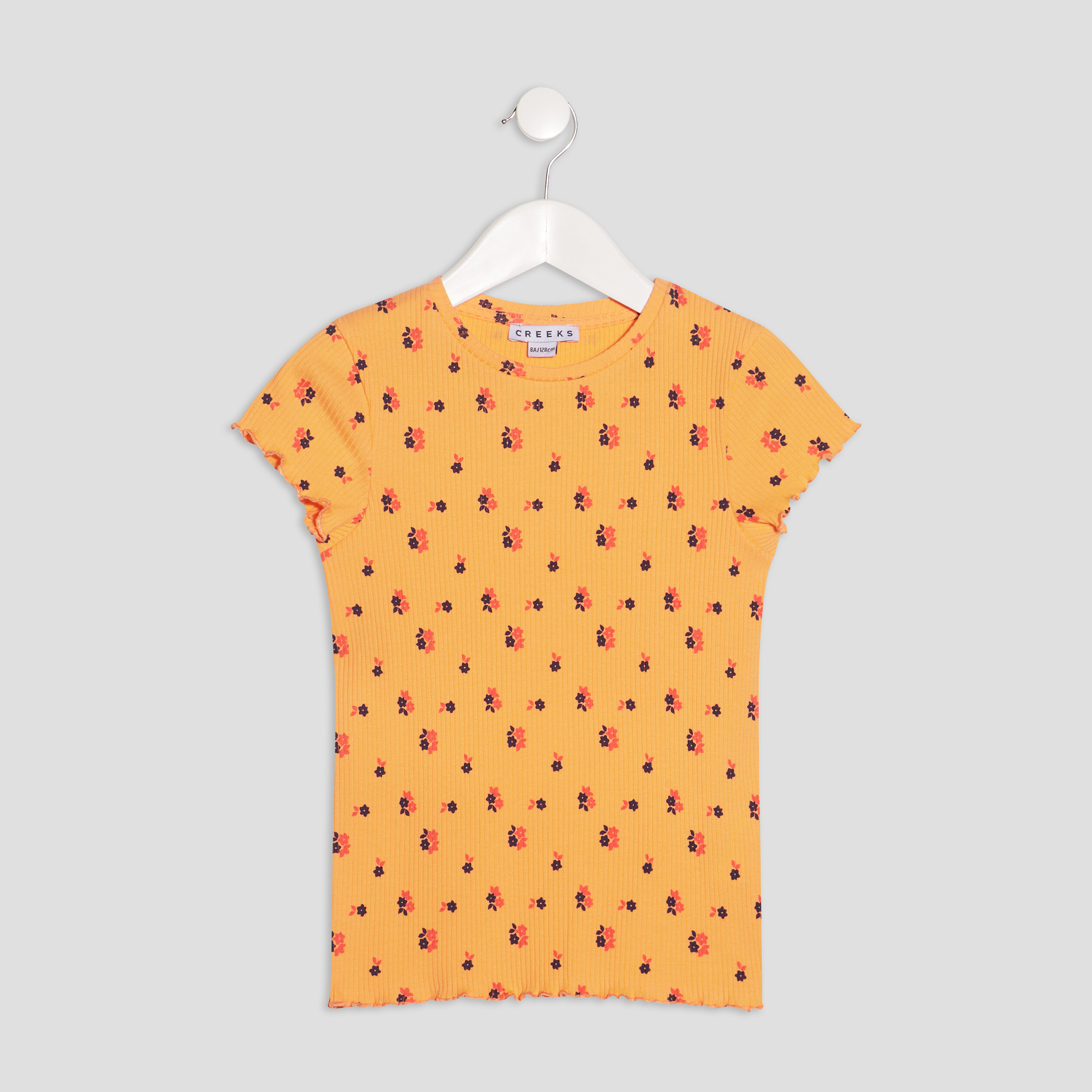 T-shirt manches courtes orange corail fille