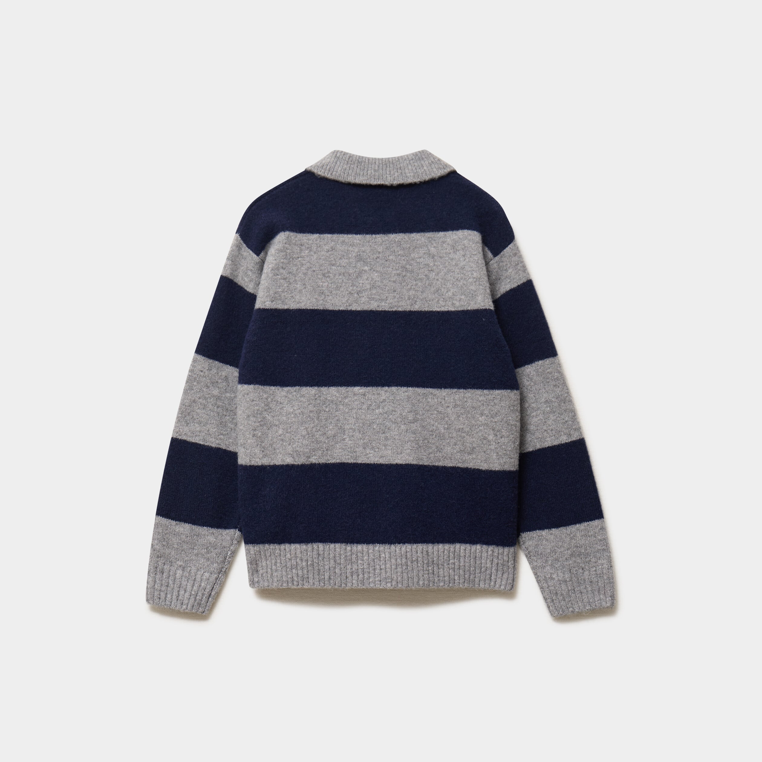 Pull col polo manches longues bleu canard gar&ccedil;on