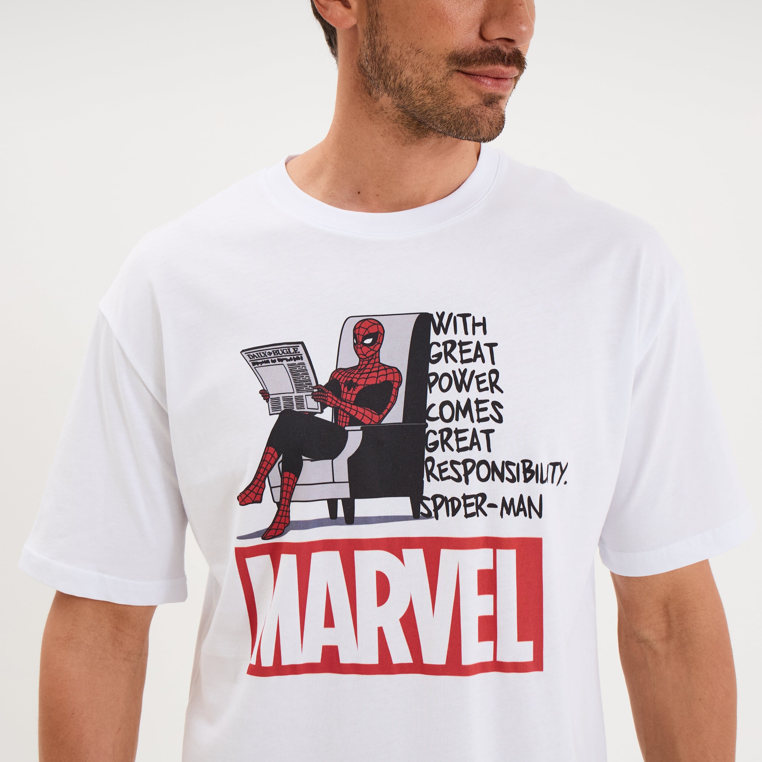 T-shirt manches courtes coton Spider-Man blanc homme