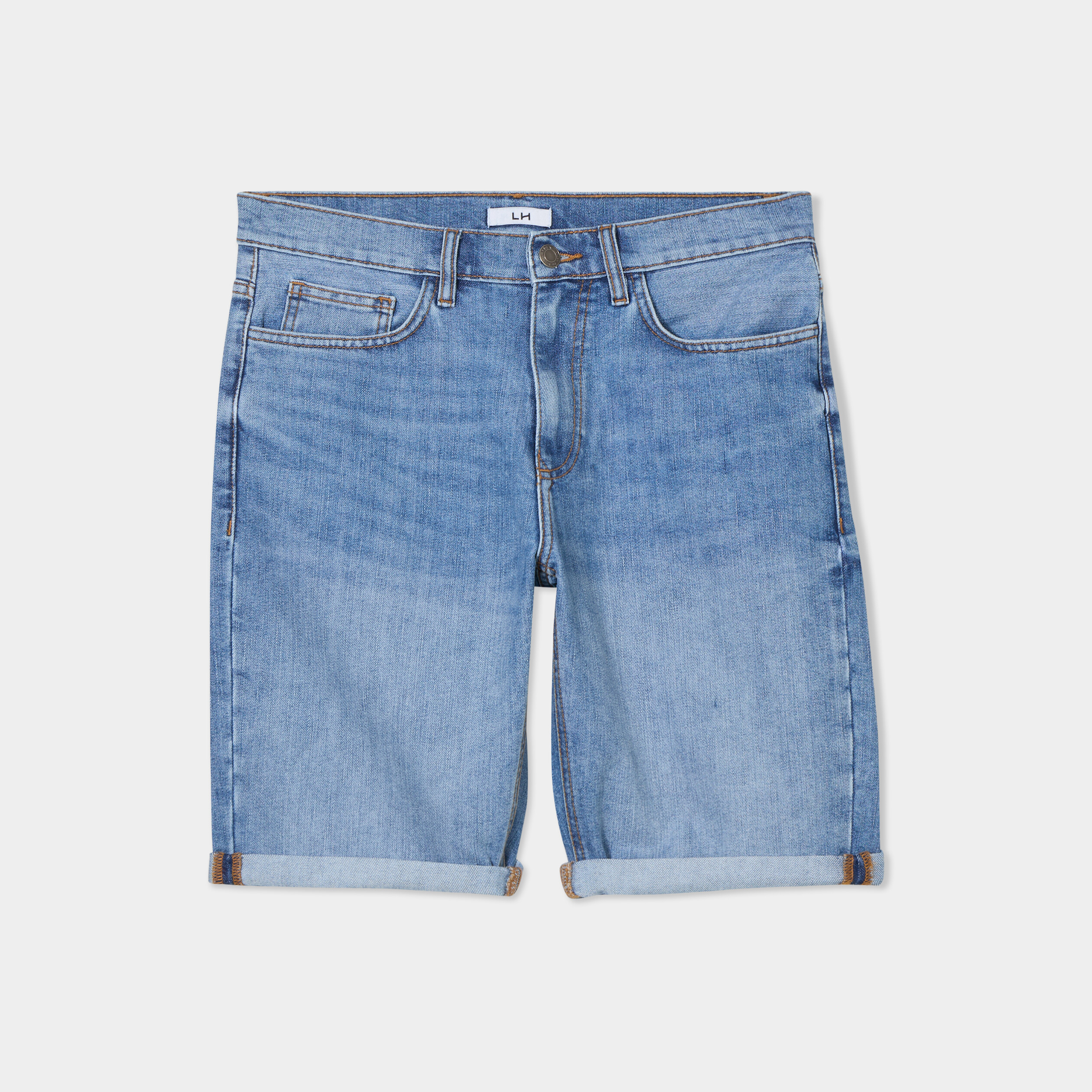 Bermuda short droit en jean denim double stone homme
