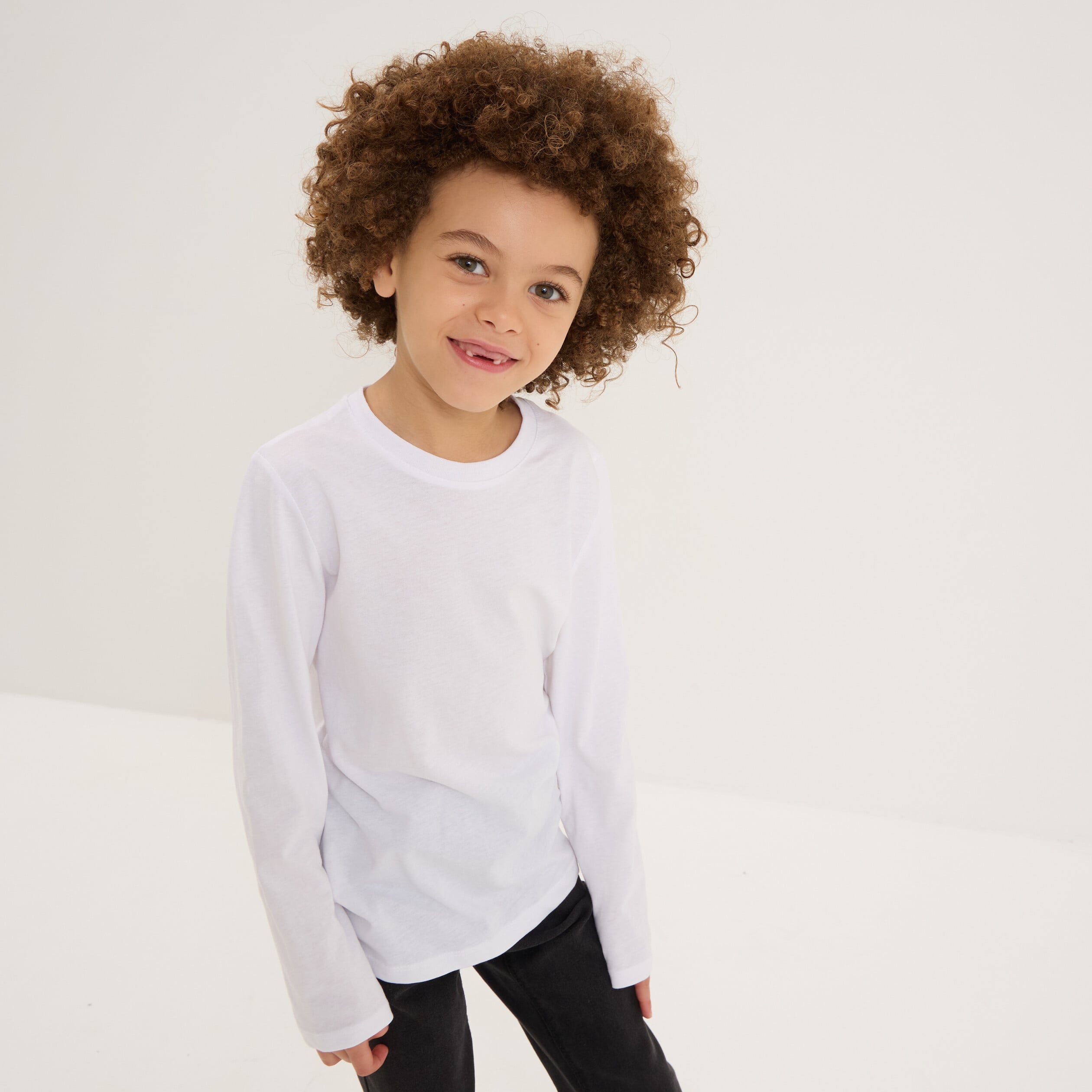 T-shirt manches longues blanc gar&ccedil;on