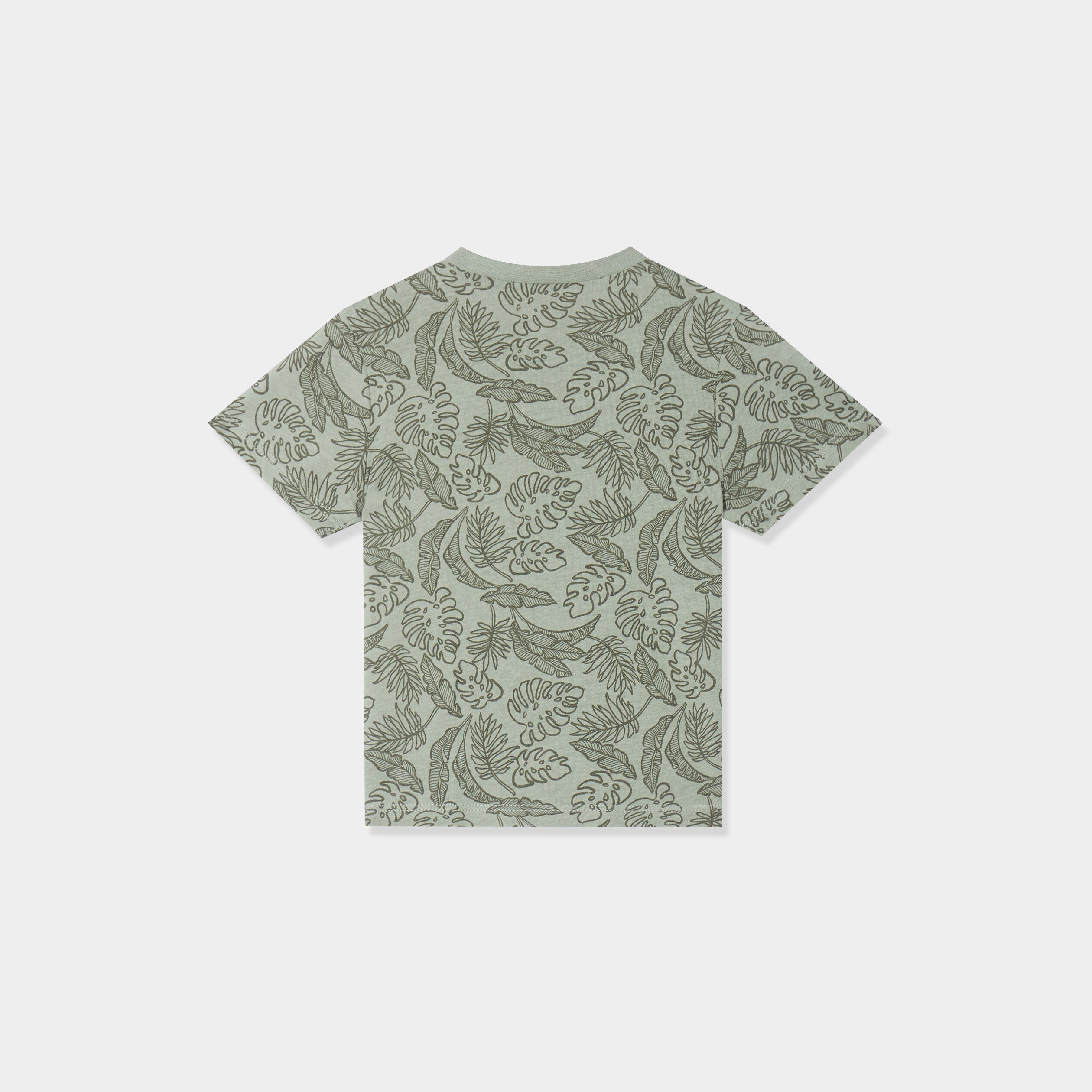 t shirt col rond manches courtes coton vert kaki bebeg T-shirt col rond manches courtes coton vert kaki bébé garçon