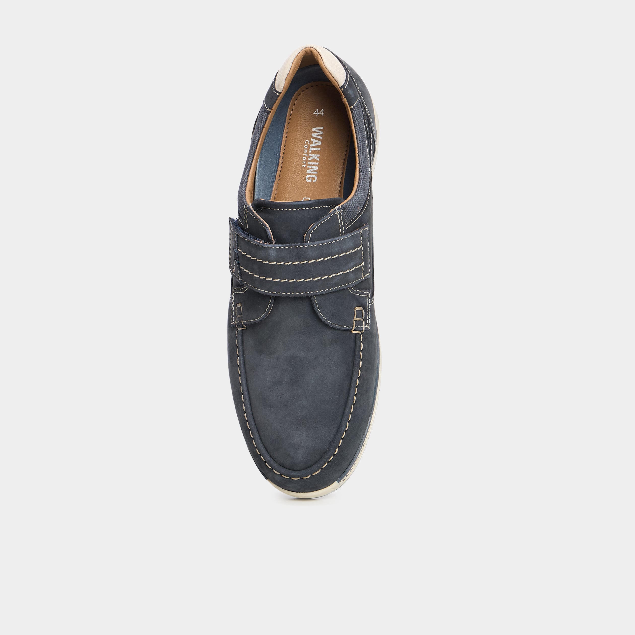 Chaussures bateau en cuir bleu homme