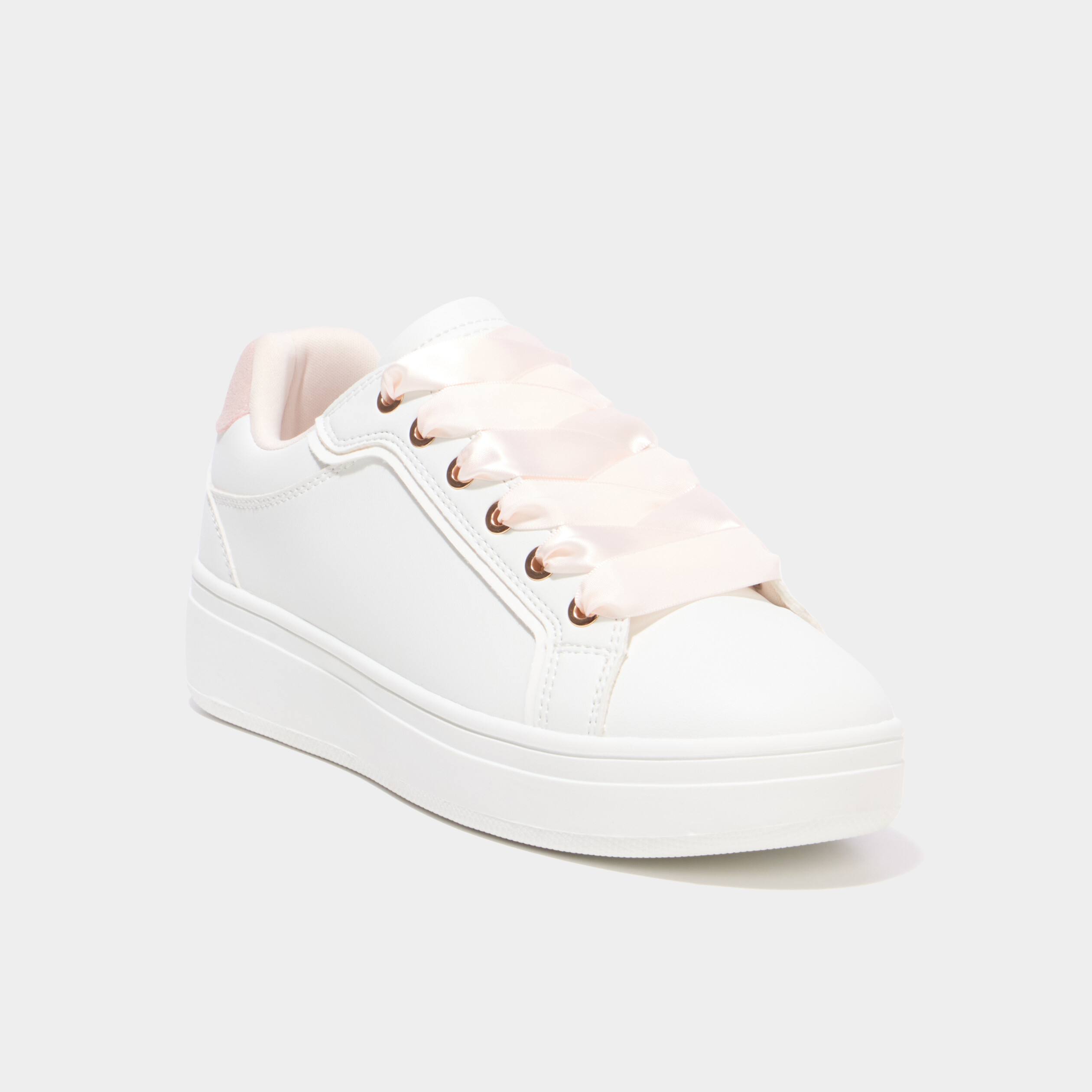 Baskets basses semelles &eacute;paisses blanc femme