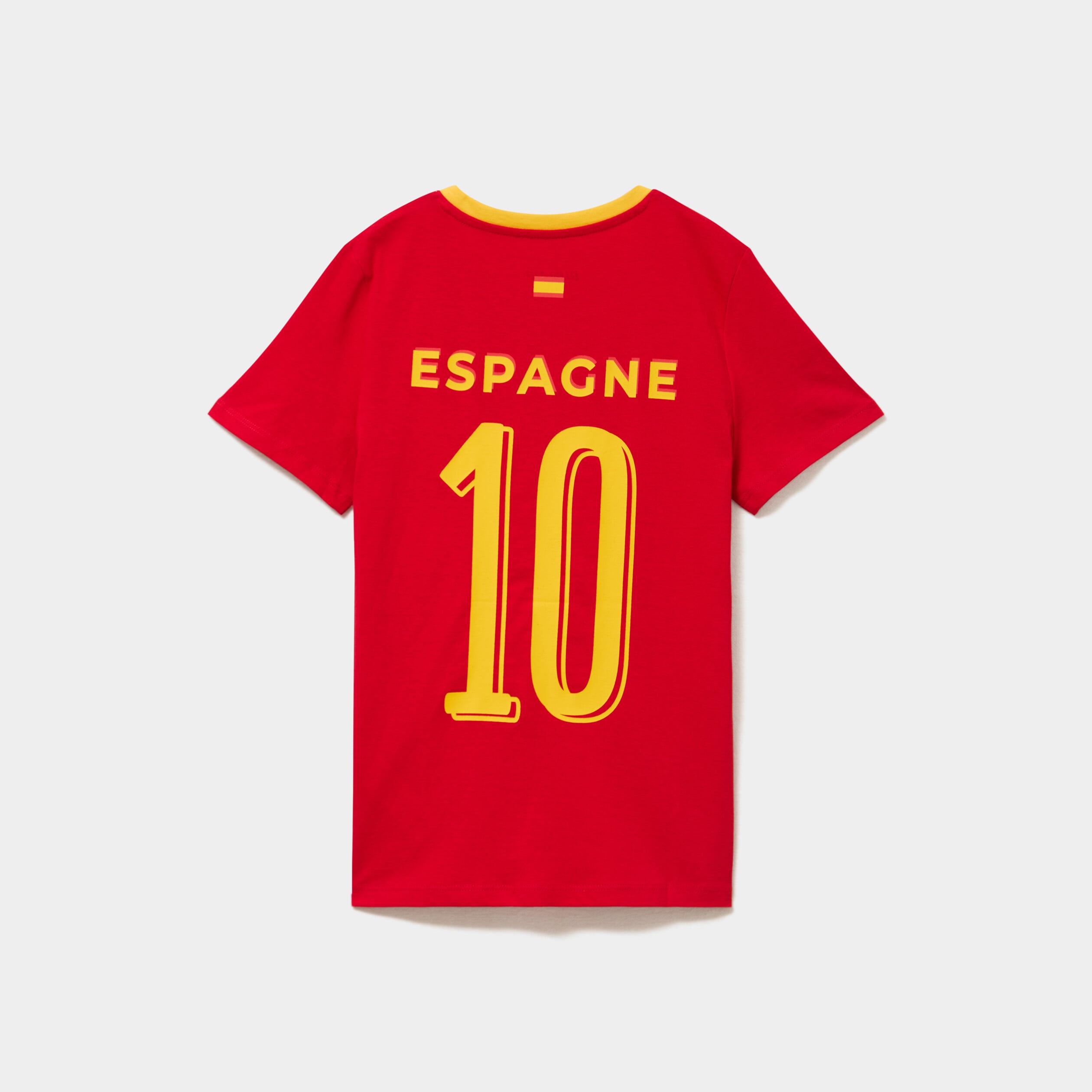T-shirt maillot de football Espagne rouge gar&ccedil;on