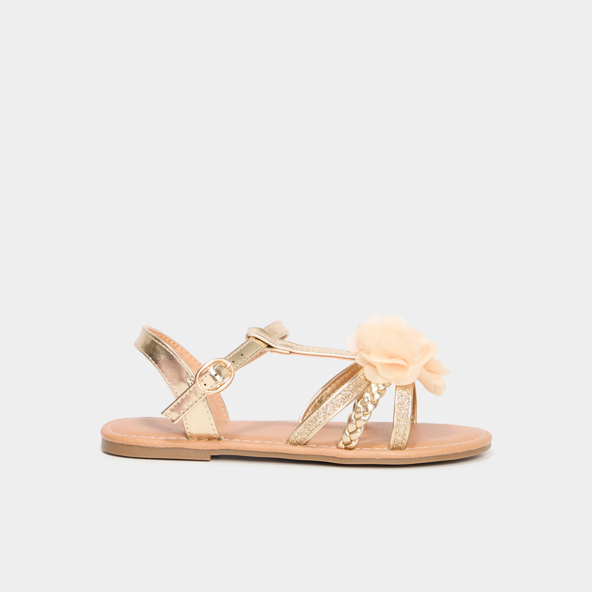 sandales paillettes et fleurs jaune or fille Sandales paillettes et fleurs jaune or fille