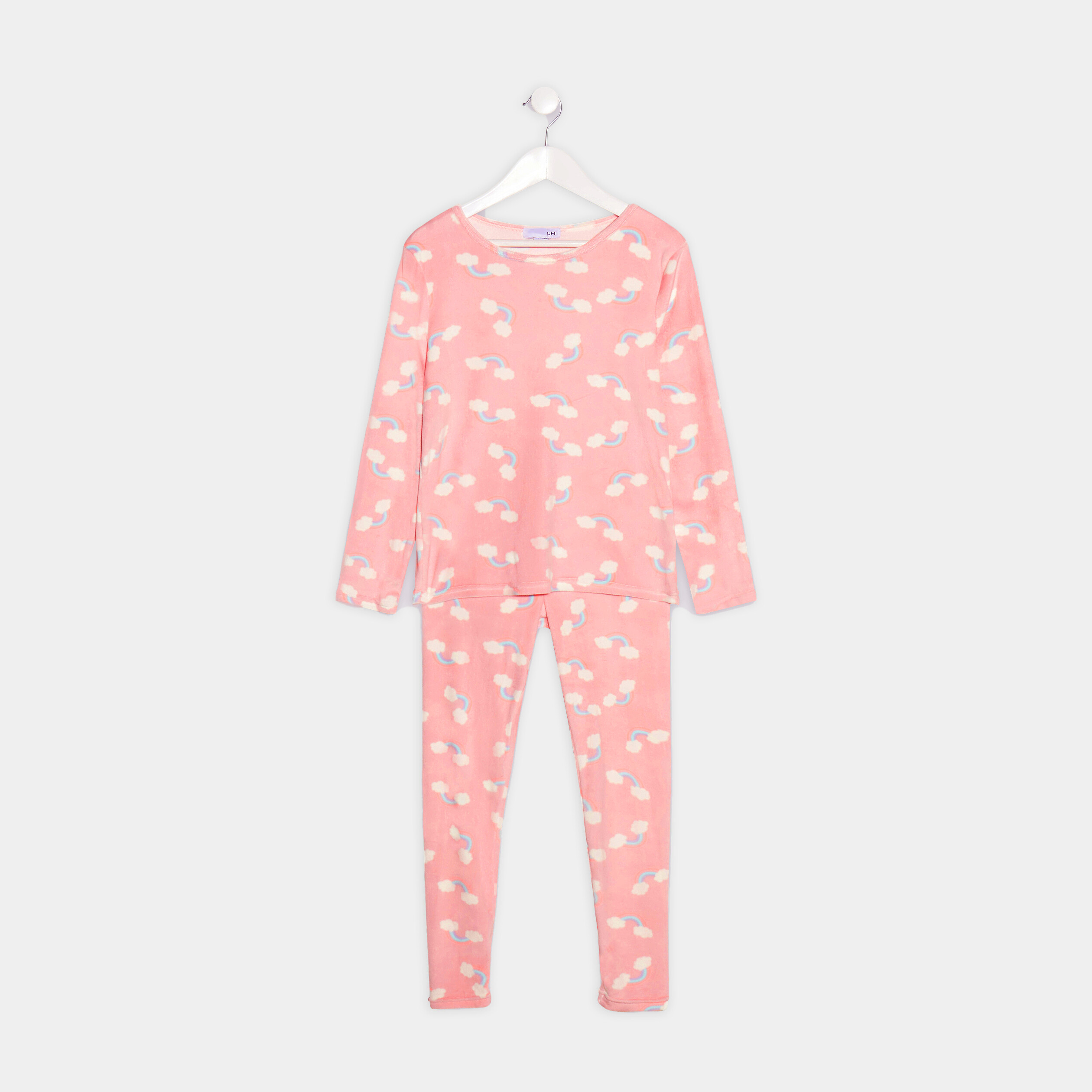 Ensemble pyjama 2 pièces velours rose fille