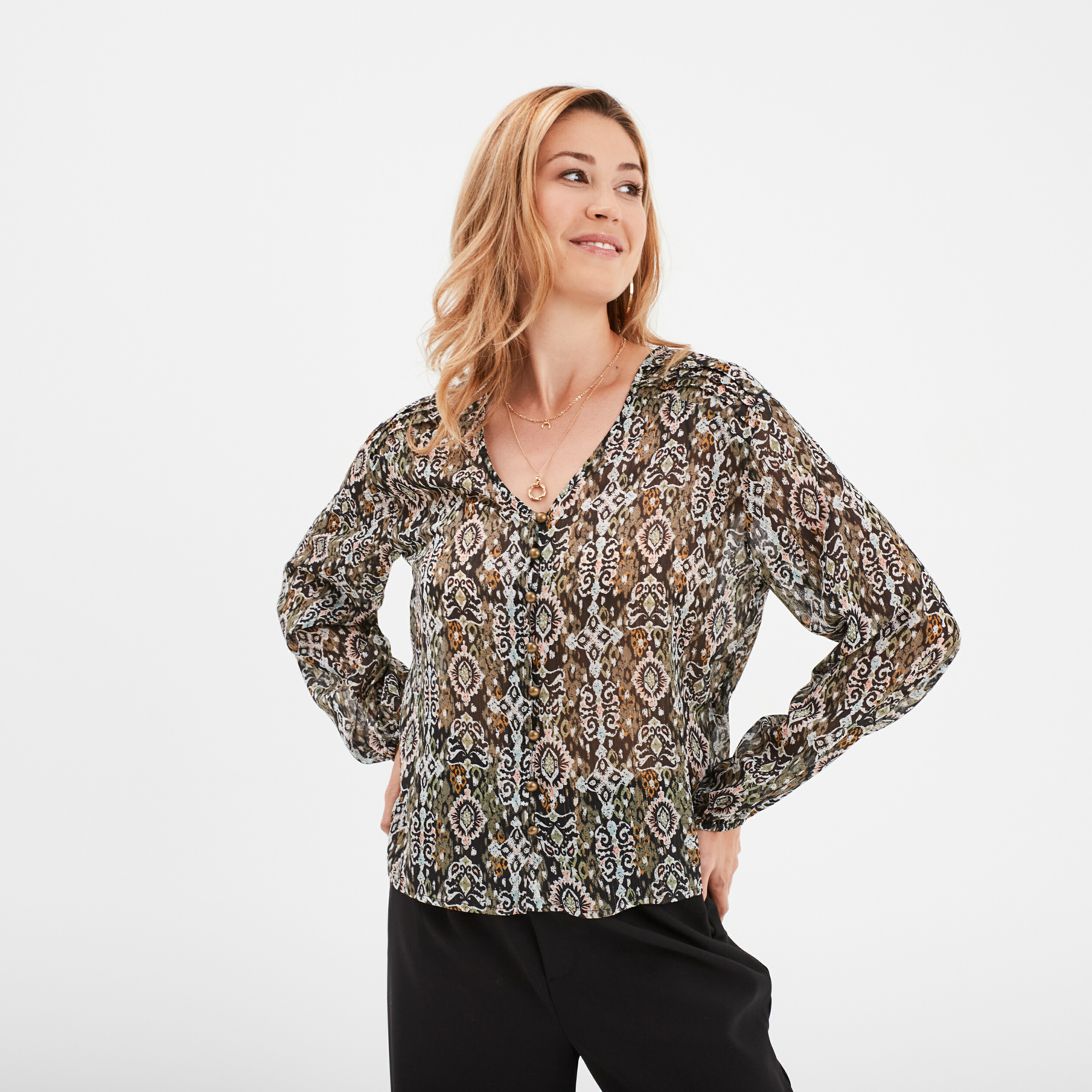 Blouse noire manche longue femme best sale