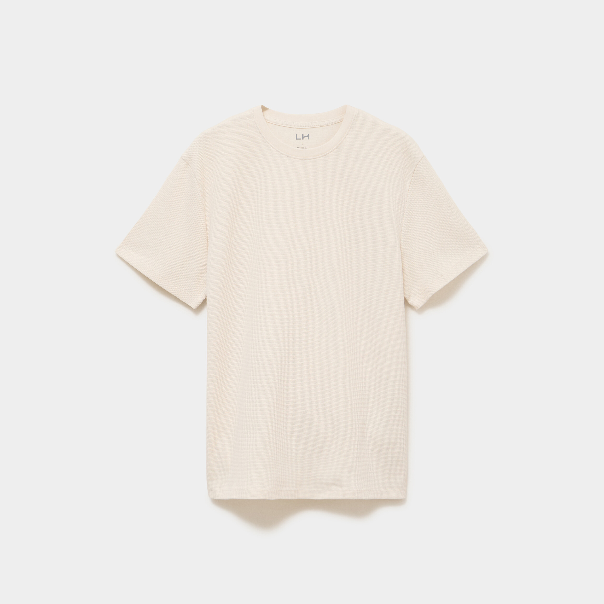 T-shirt textur&eacute; droit col rond coton ecru homme