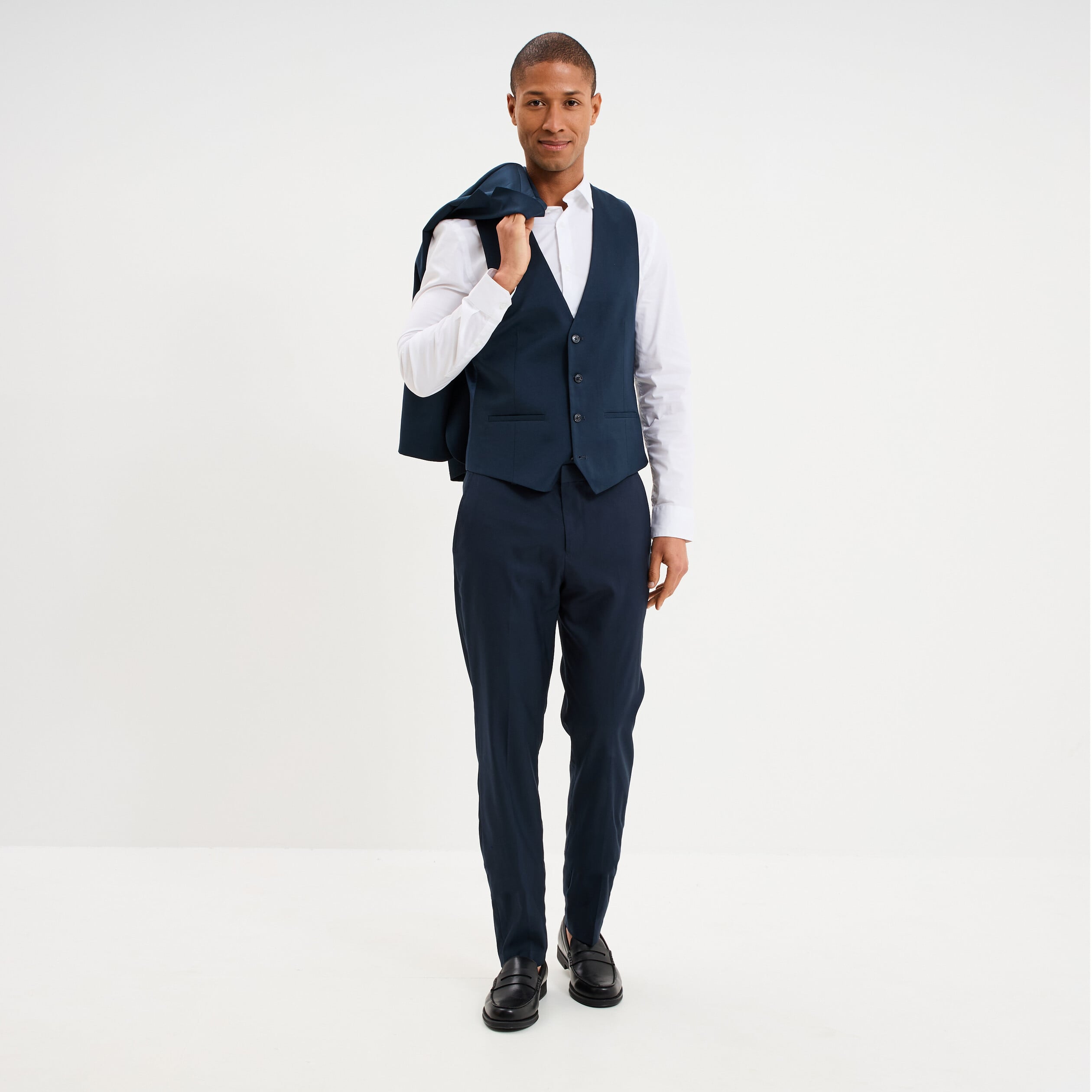 Gilet de costume sans manches bleu marine homme