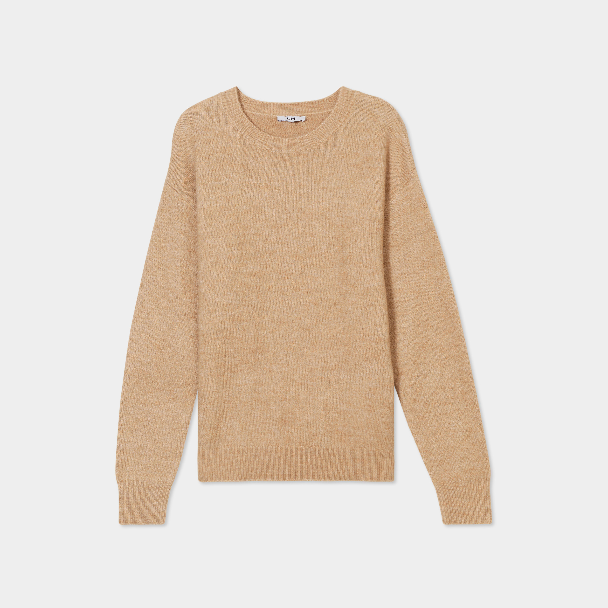 Pull col rond manches longues camel femme