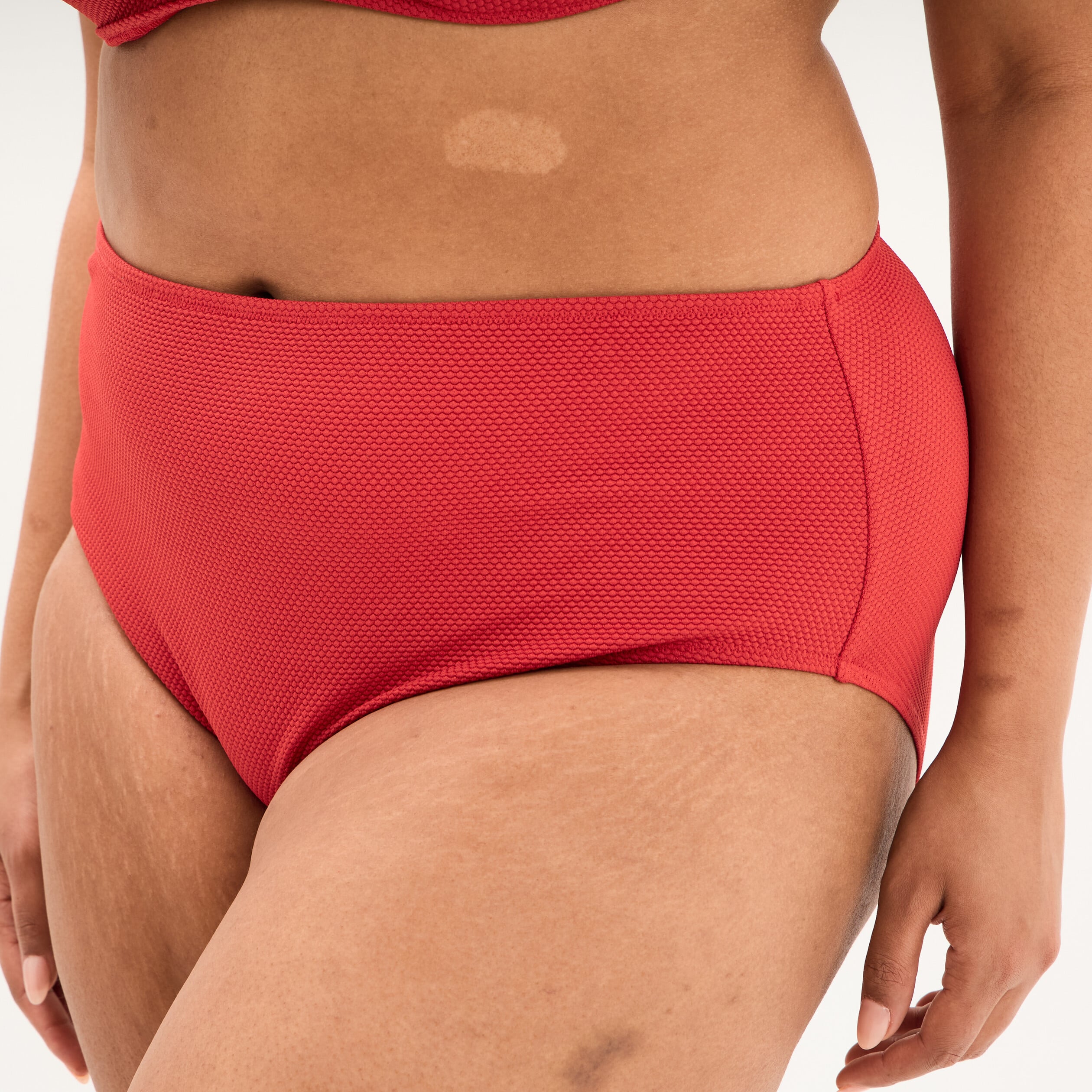 Bas de maillot de bain culotte haute rouge femme grande taille