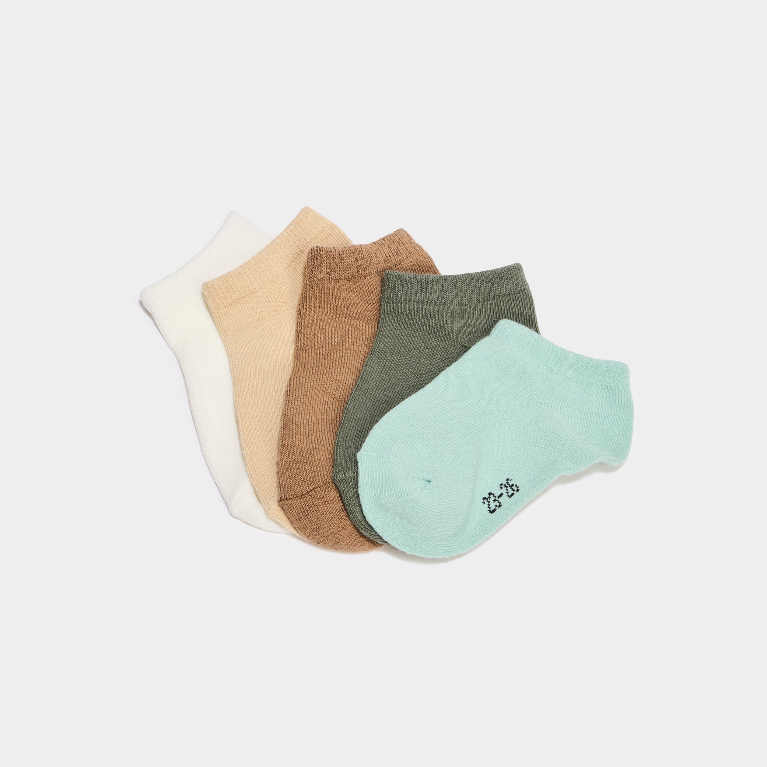 Lot 5 paires chaussettes invisibles sable b&eacute;b&eacute; gar&ccedil;on