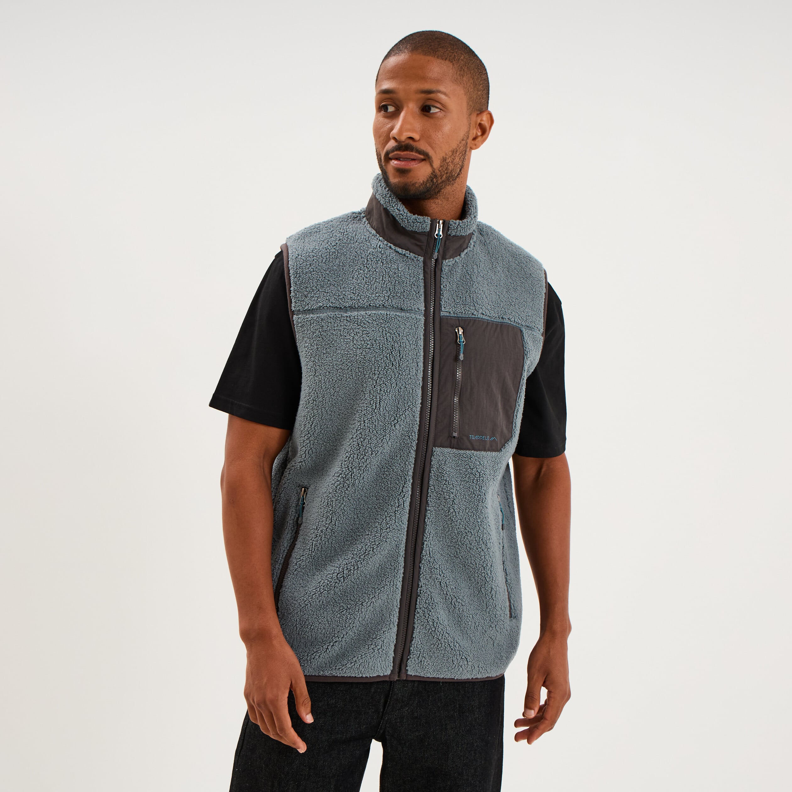 Gilet effet polaire sans manches bleu gris homme