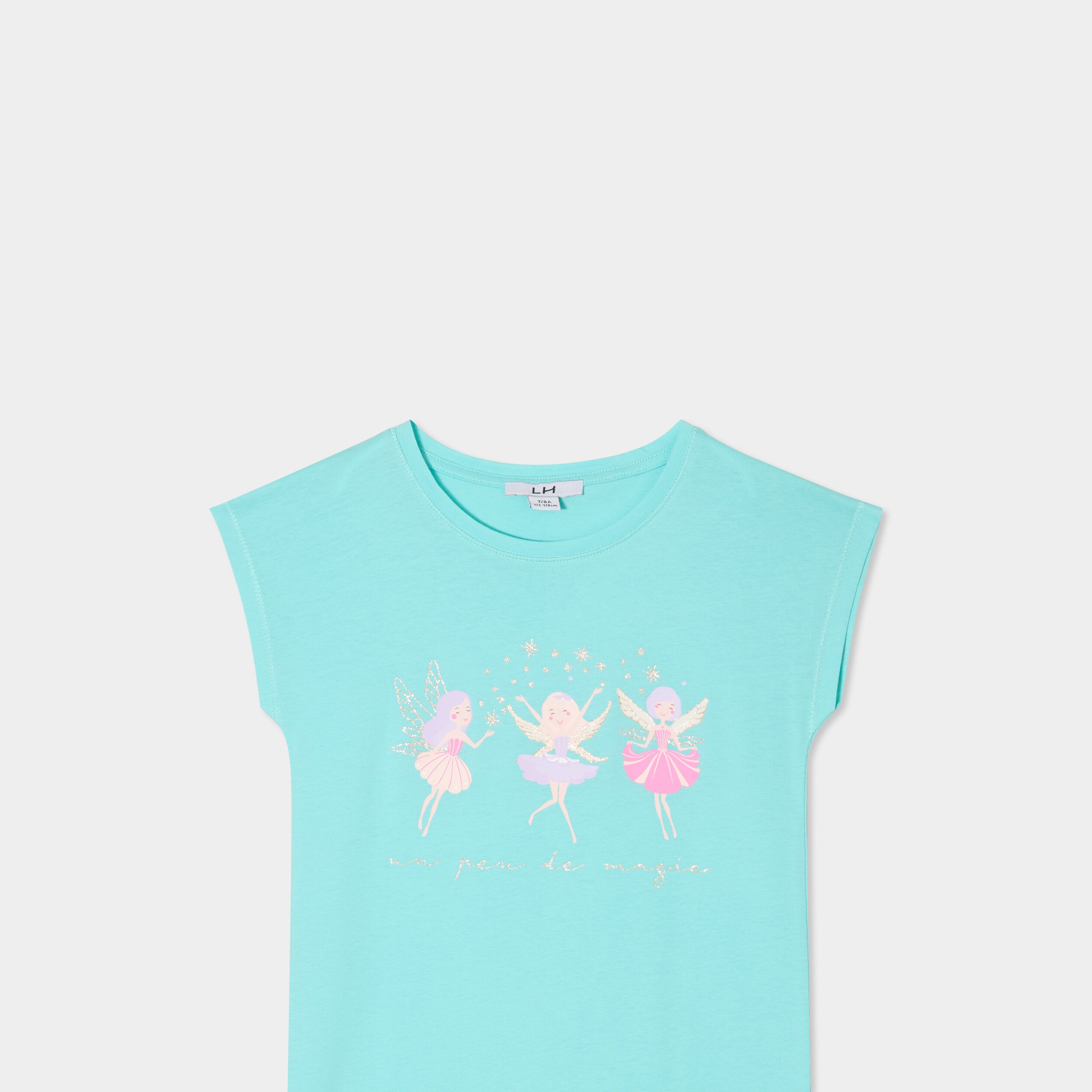 chemise de nuit manches courtes coton bleu clair fille Chemise de nuit manches courtes coton bleu clair fille