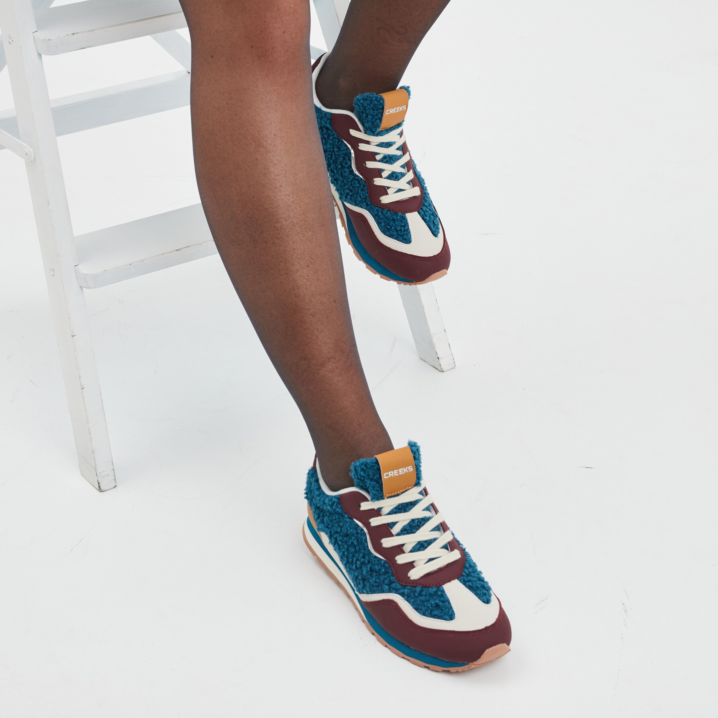 Baskets running laine de mouton Creeks bleu femme