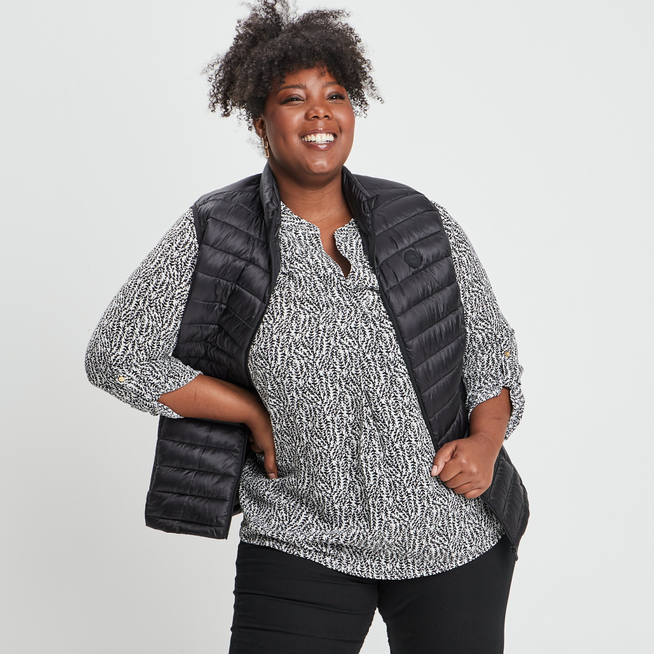 doudoune legere droite deperlante noir femmegt Doudoune légère droite déperlante noir femme grande taille