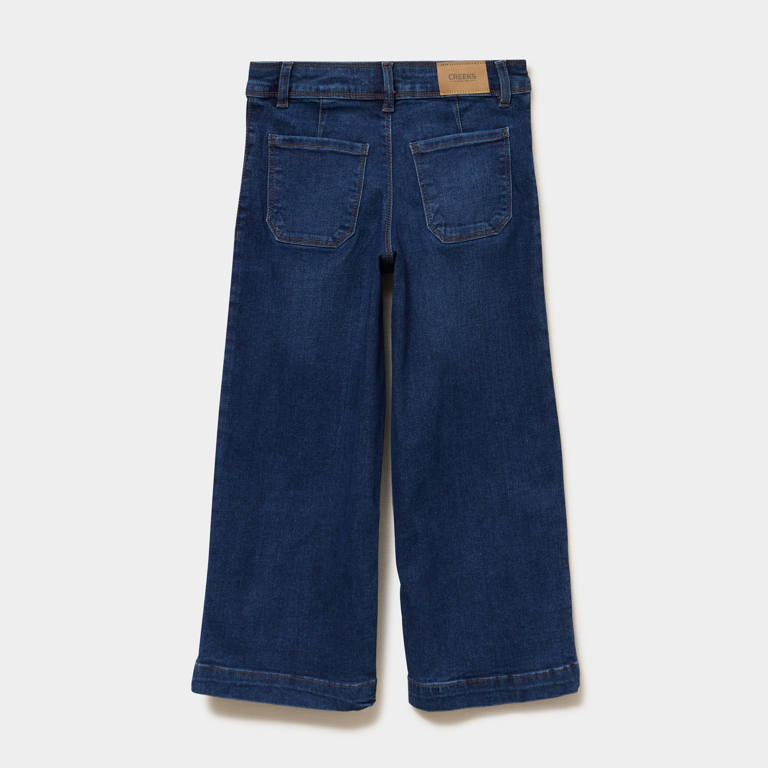 Jean wide leg cropped bleu fonc&eacute; fille
