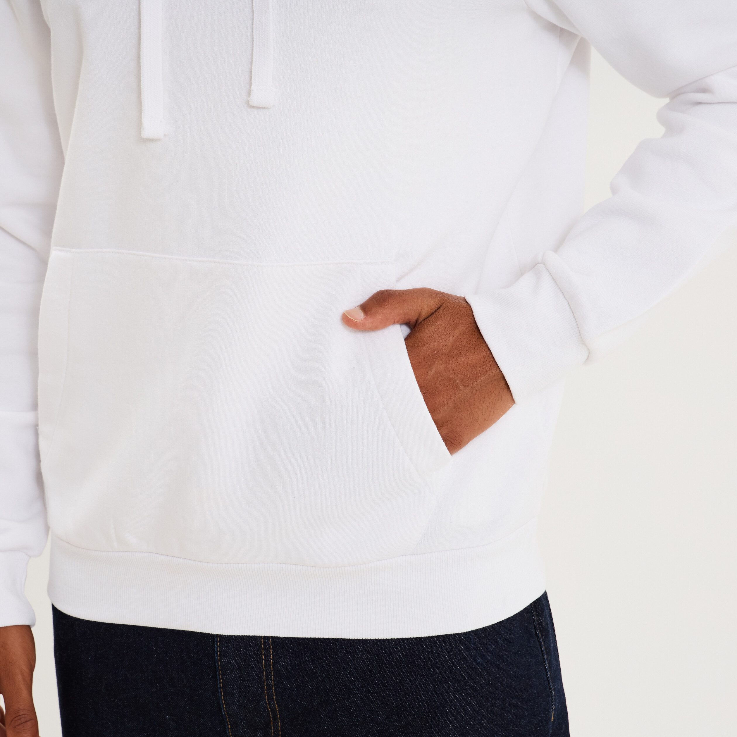 Sweat molleton &agrave; capuche hoodie blanc homme
