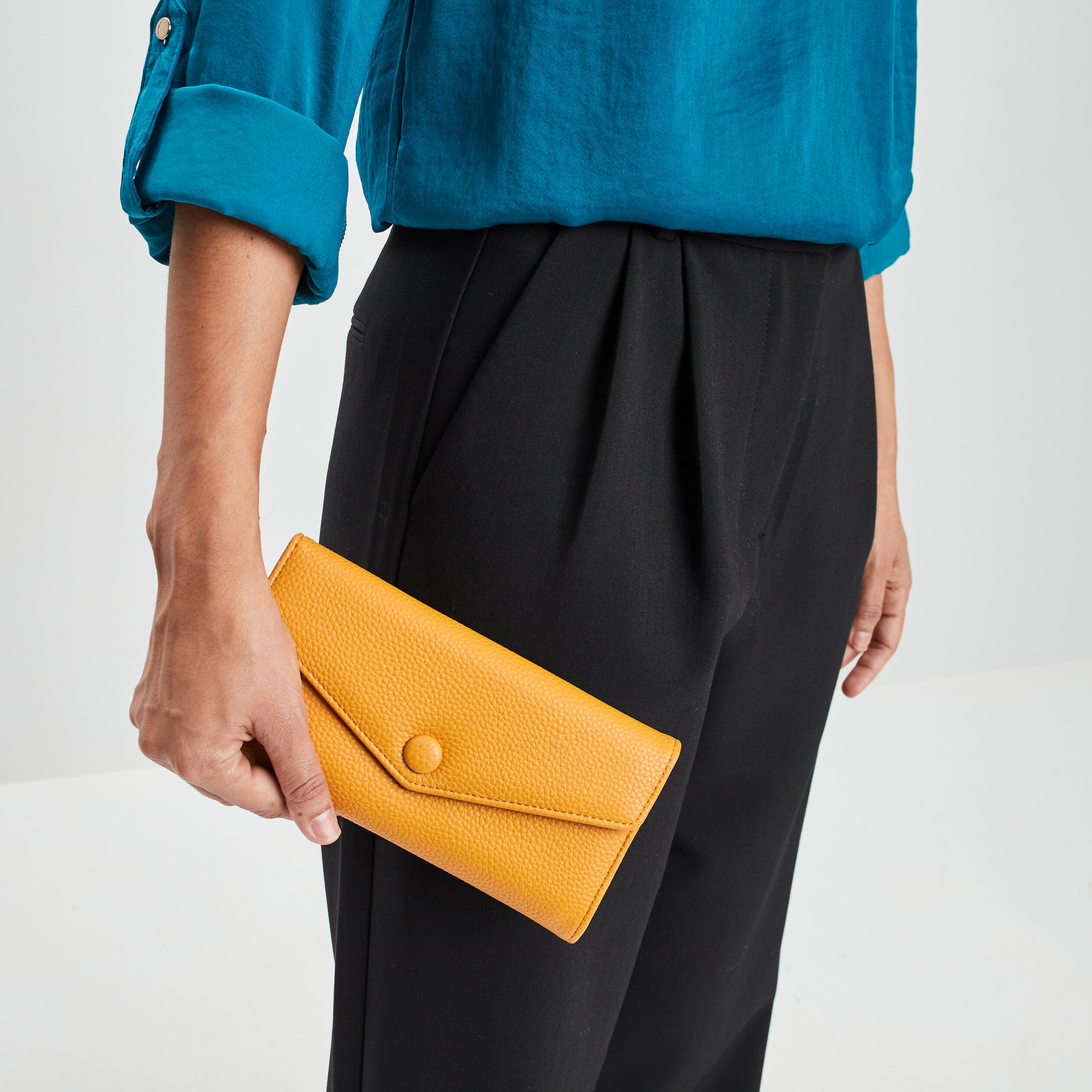 Portefeuille rectangulaire jaune femme