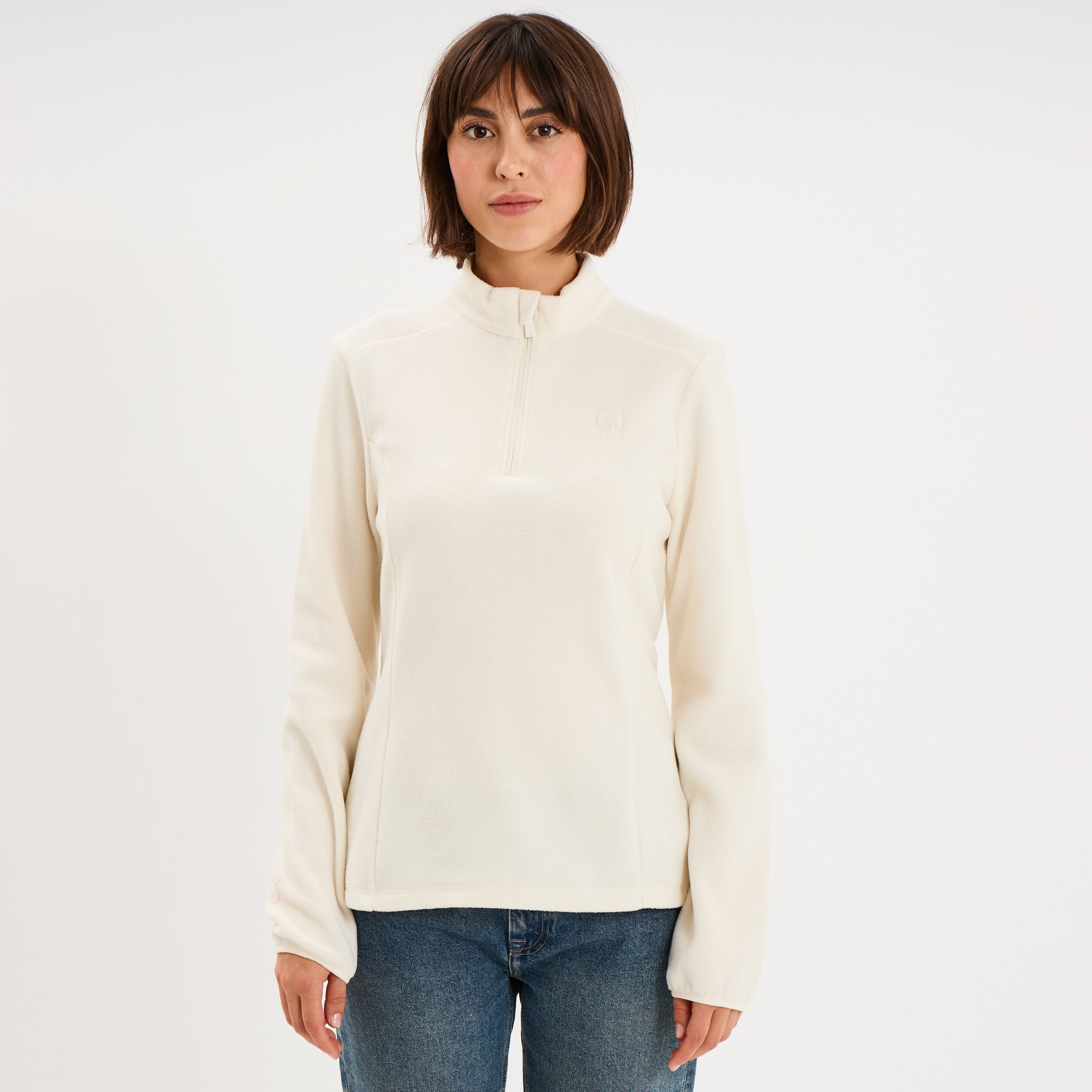 Sweat polaire col camionneur blanc femme
