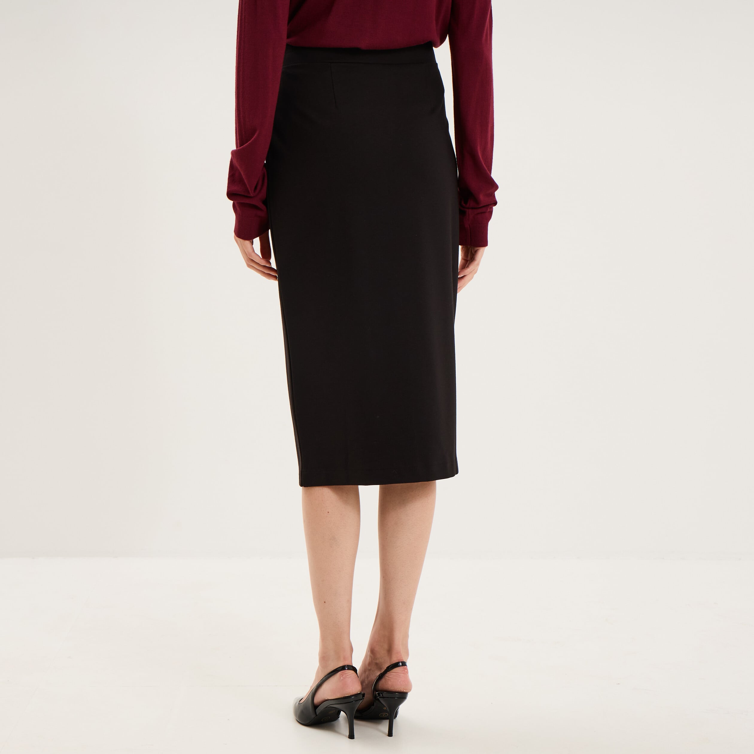 Jupe cintr&eacute;e taille &eacute;lastiqu&eacute;e noir femme