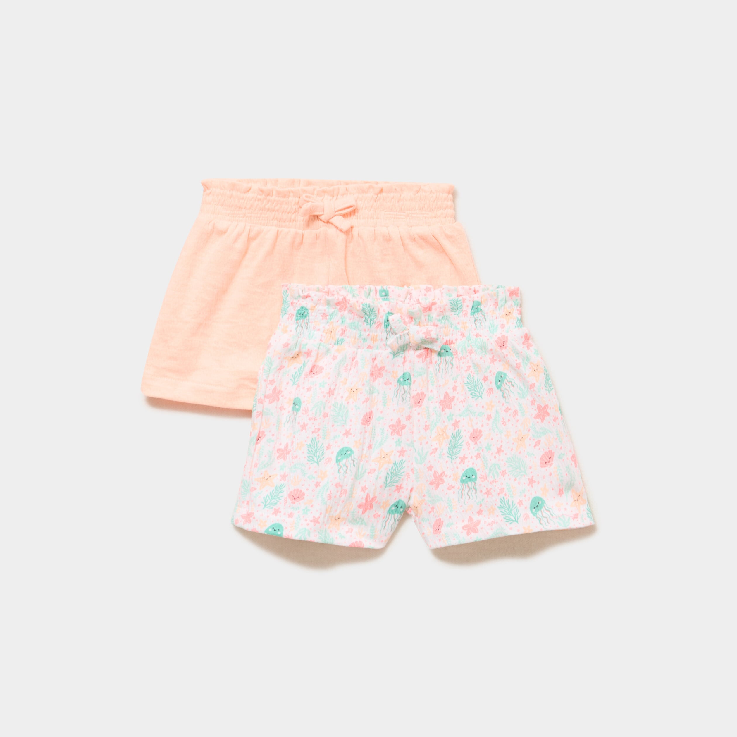 Lot 2 shorts tailles &eacute;lastiqu&eacute;es blanc b&eacute;b&eacute; fille
