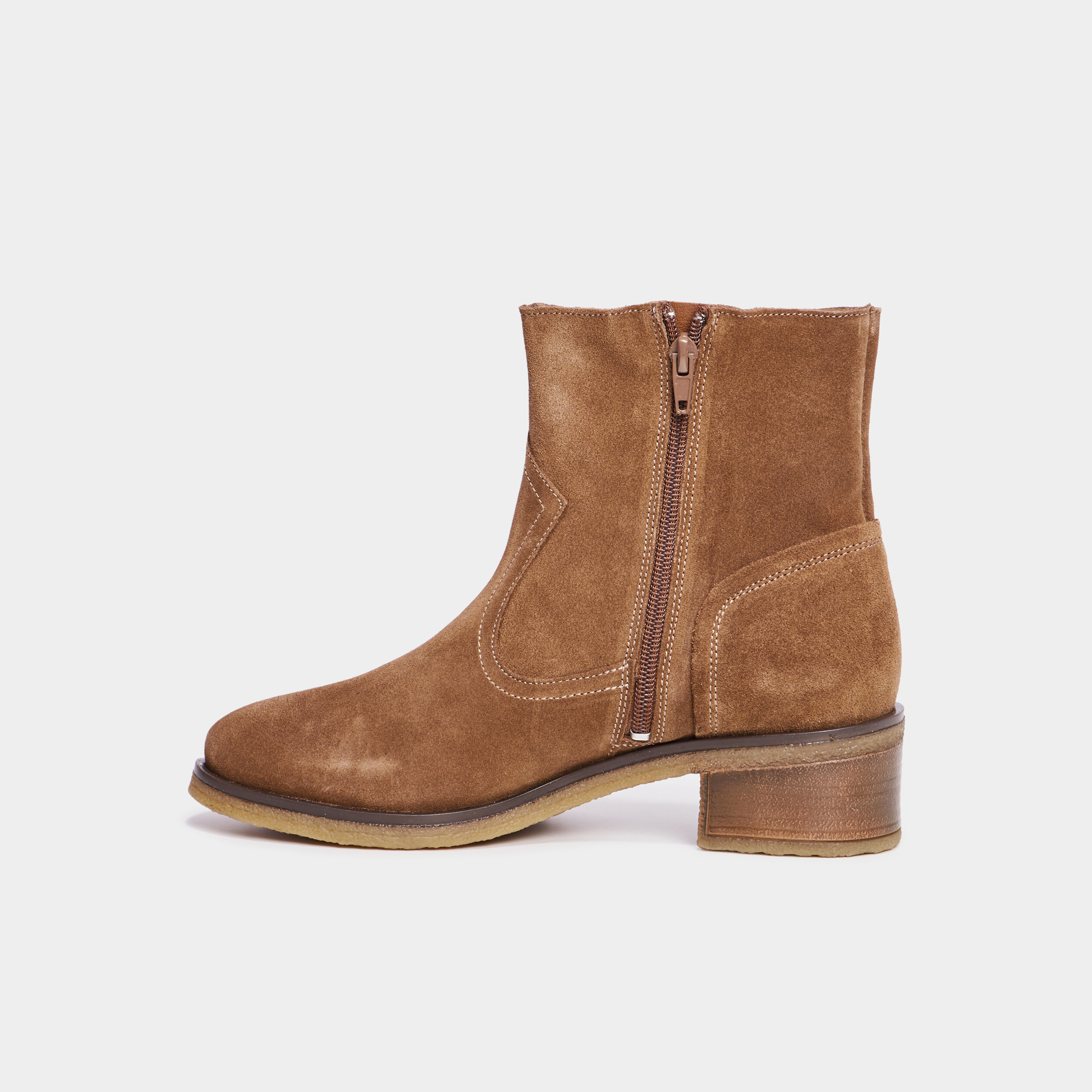 Bottines cuir daim &agrave; talons Creeks taupe femme
