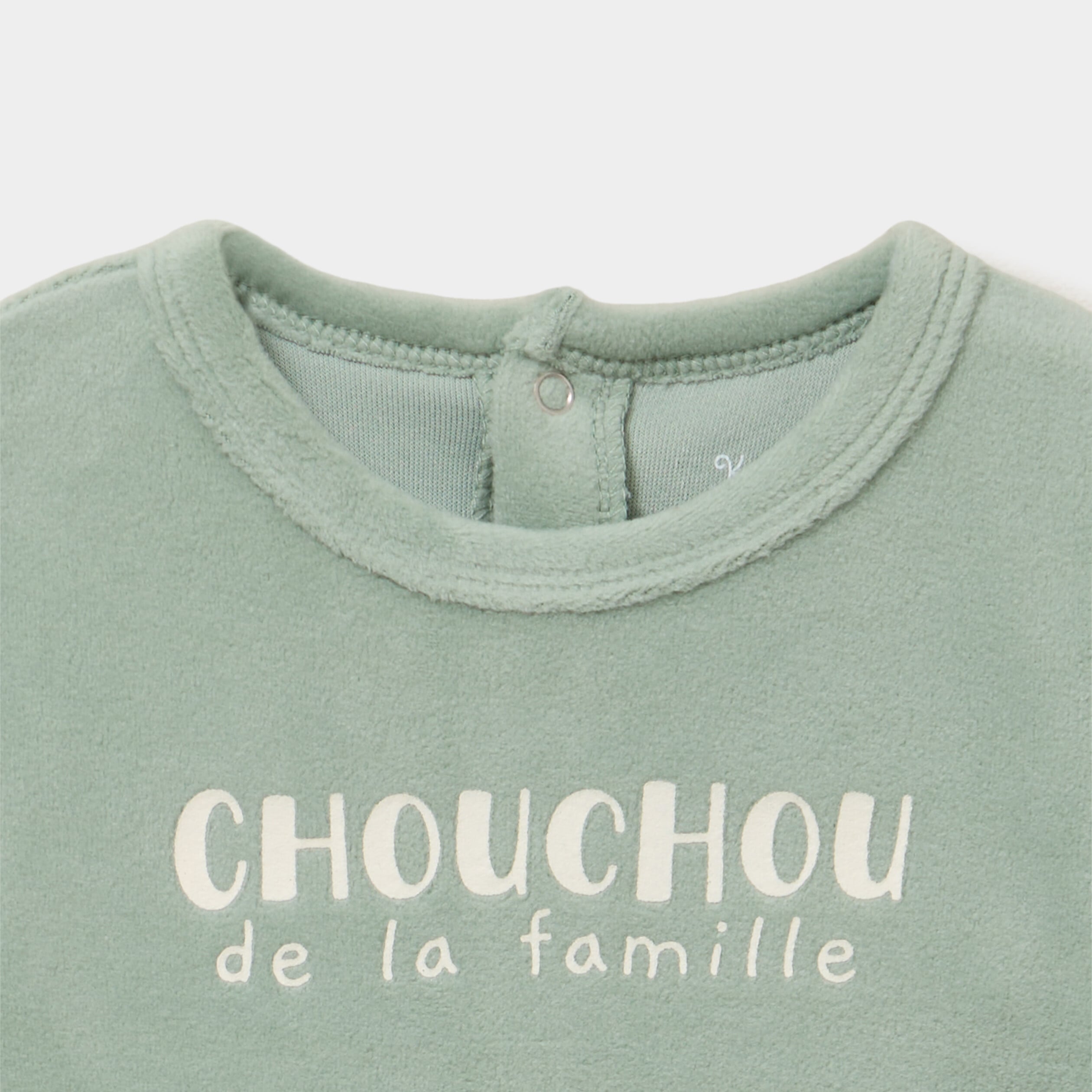 Dors-bien effet velours manches longues vert b&eacute;b&eacute;