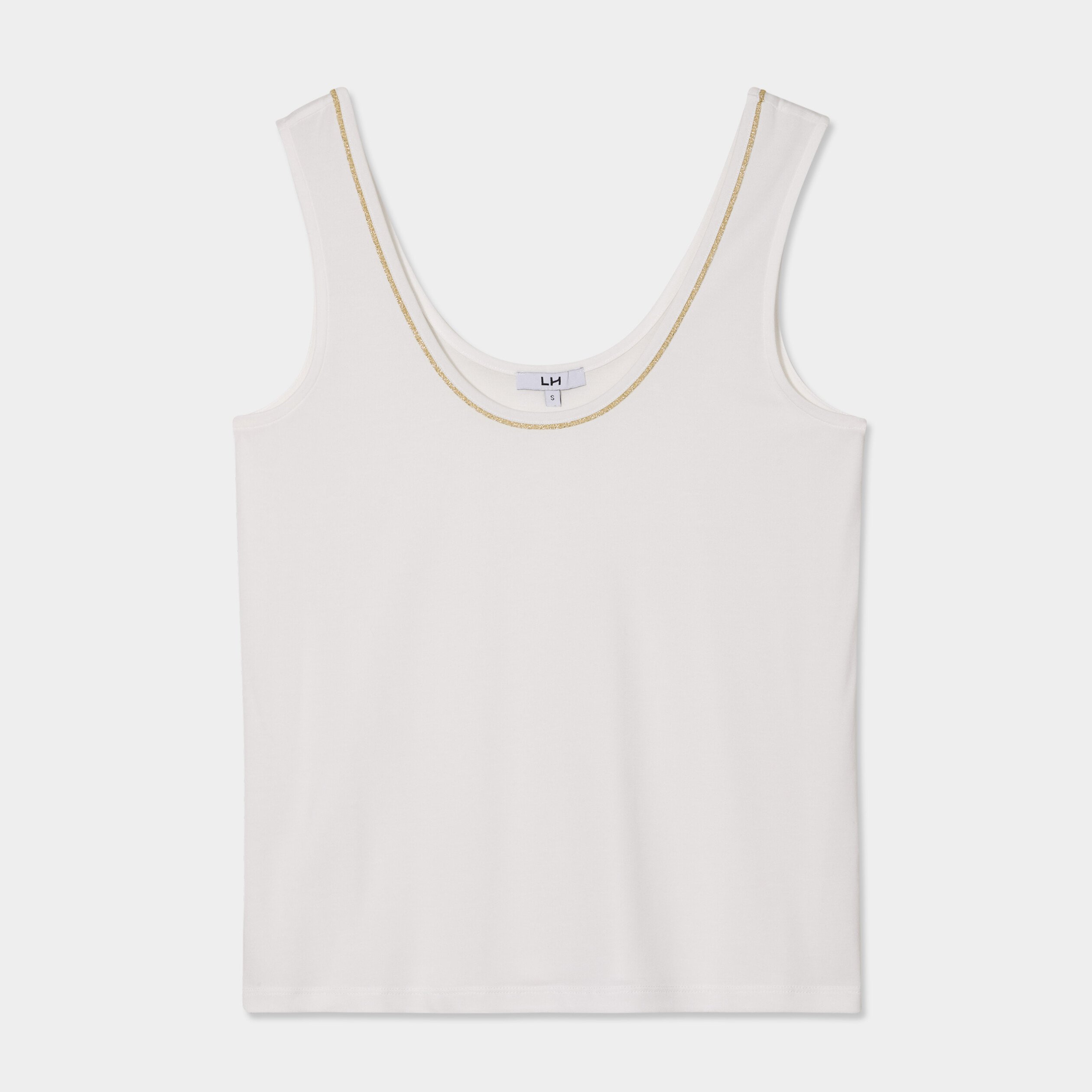 debardeur col u sans manches blanc femme Débardeur col U sans manches blanc femme
