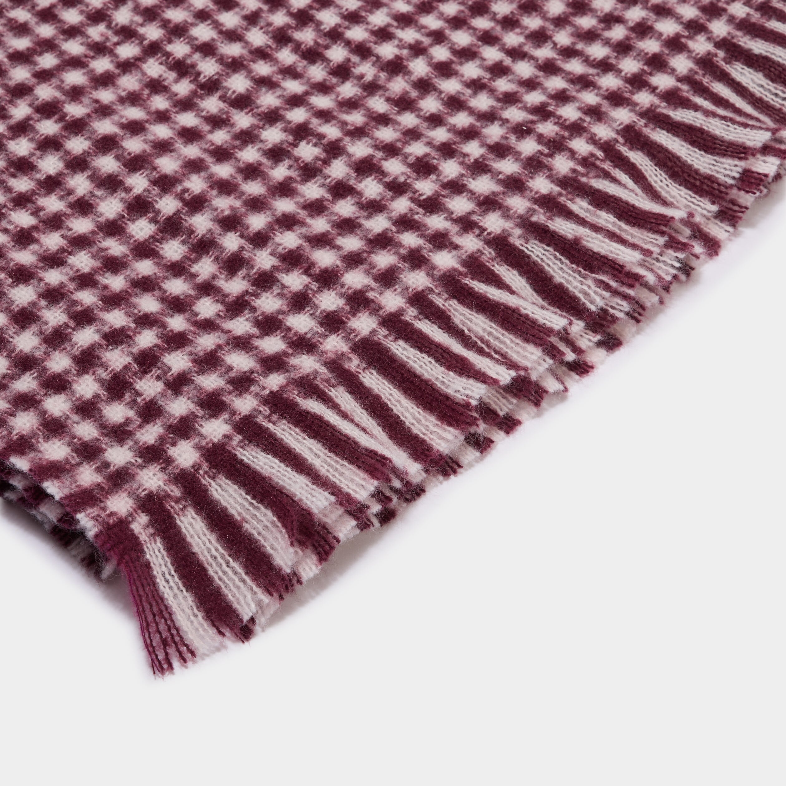&Eacute;charpe &agrave; franges fines bordeaux femme