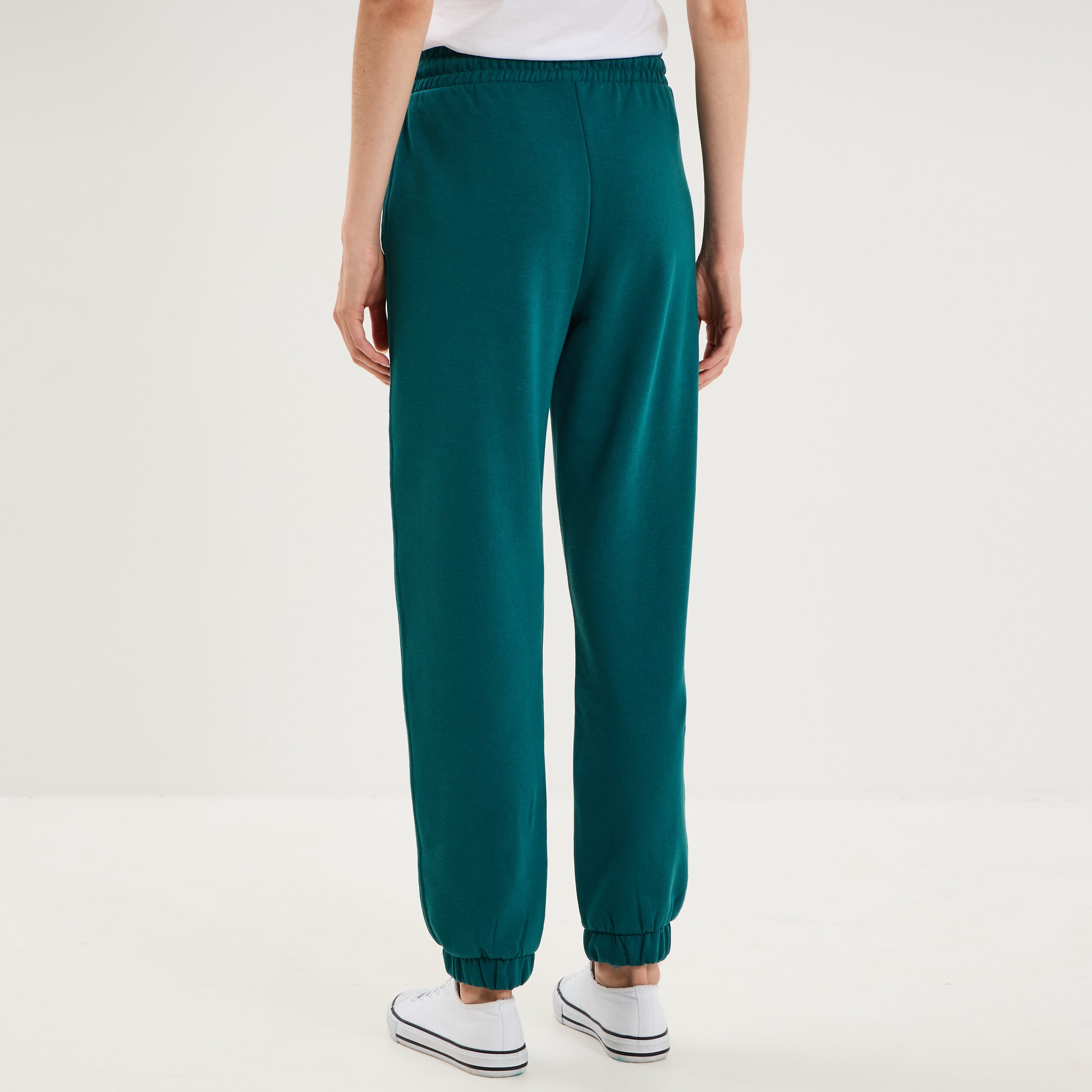 Pantalon de jogging molletonn&eacute; vert fonc&eacute; femme