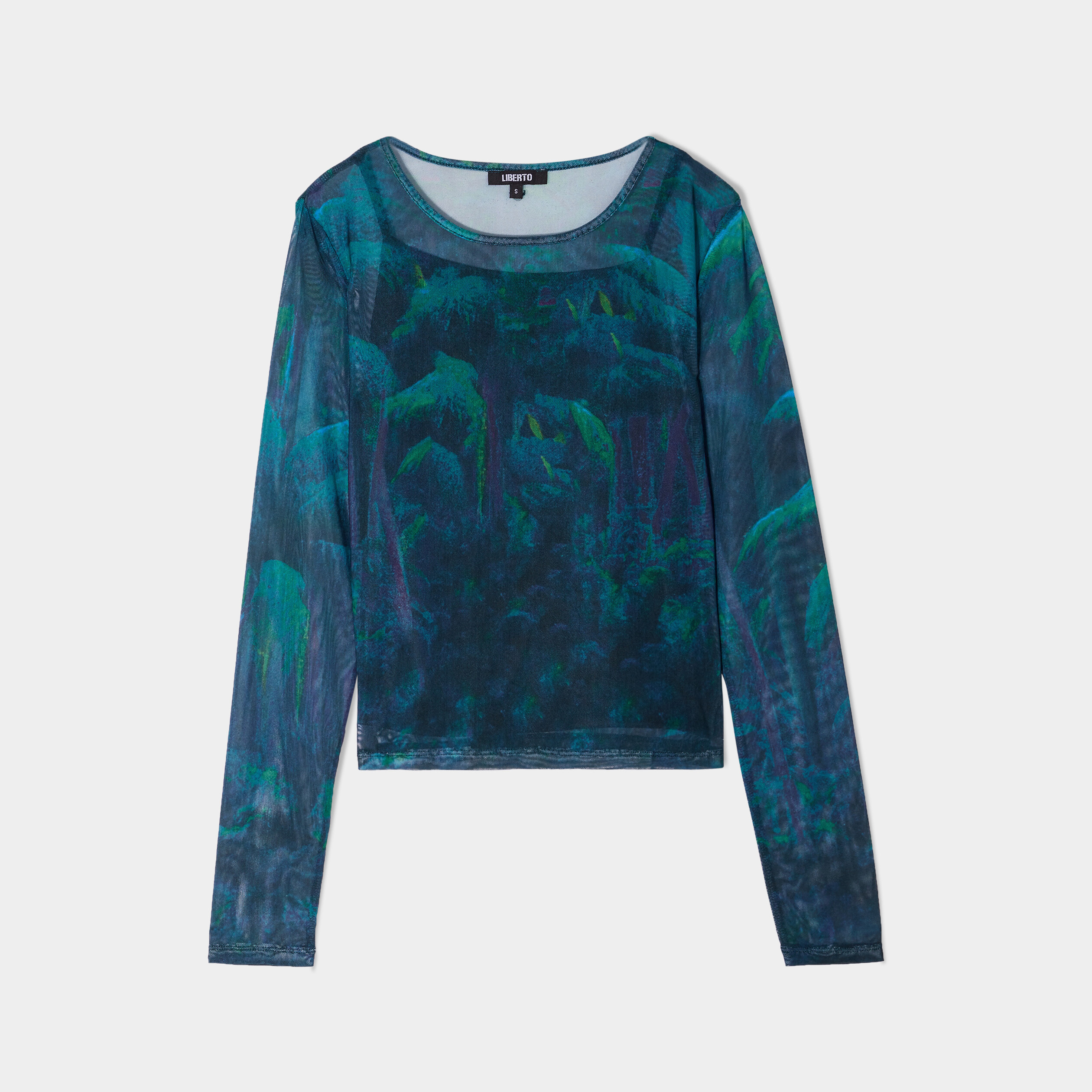 t shirt resille ajuste col rond liberto vert fonce femme T-shirt résille ajusté col rond Liberto vert foncé femme