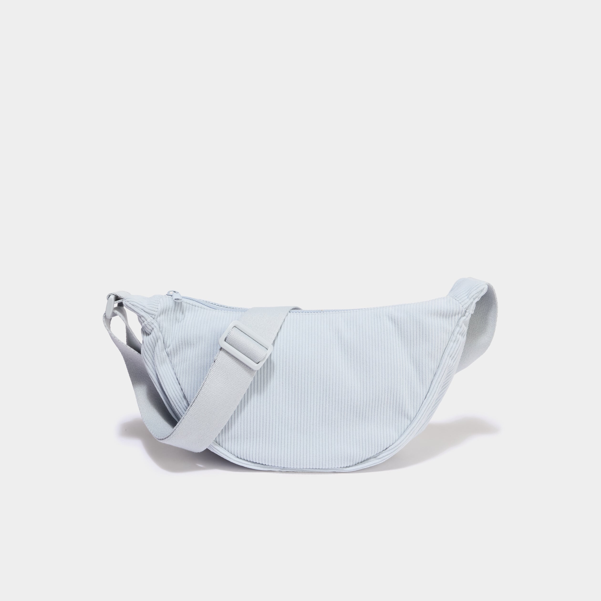Sac banane effet velours c&ocirc;tel&eacute; bleu gris femme