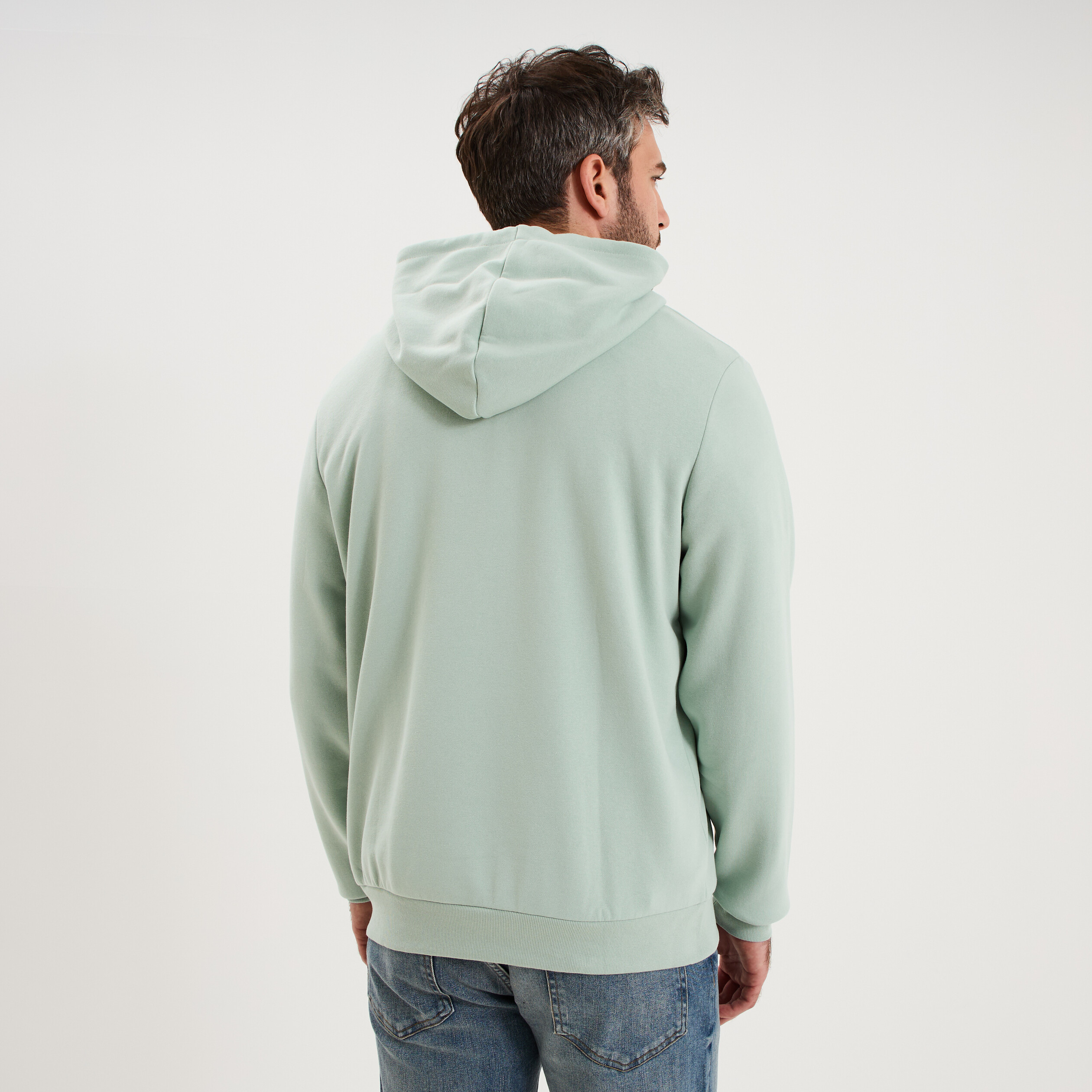 Sweat molleton &agrave; capuche hoodie vert pastel homme
