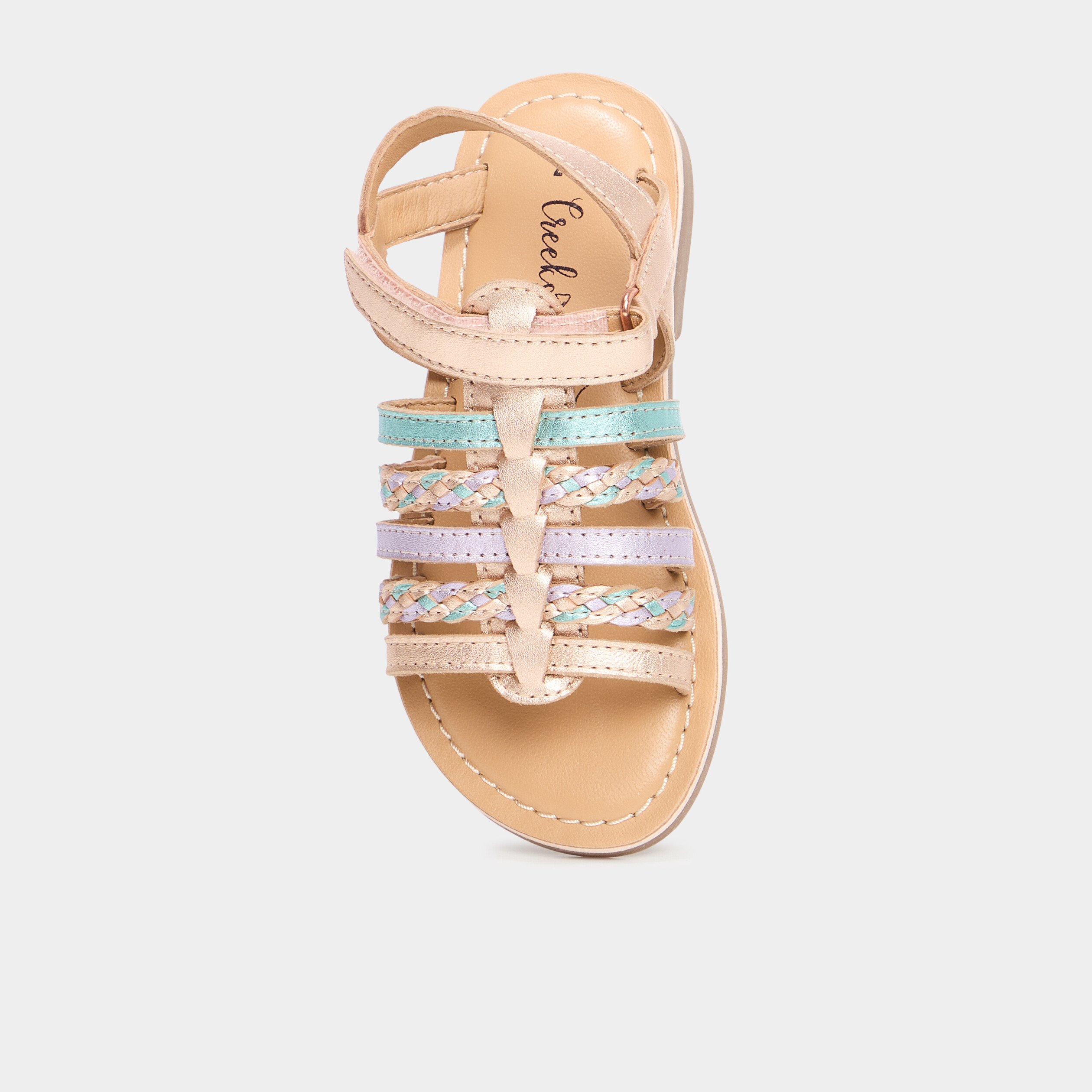 sandales brides tressees en cuir multicolore fille Sandales brides tressées en cuir multicolore fille